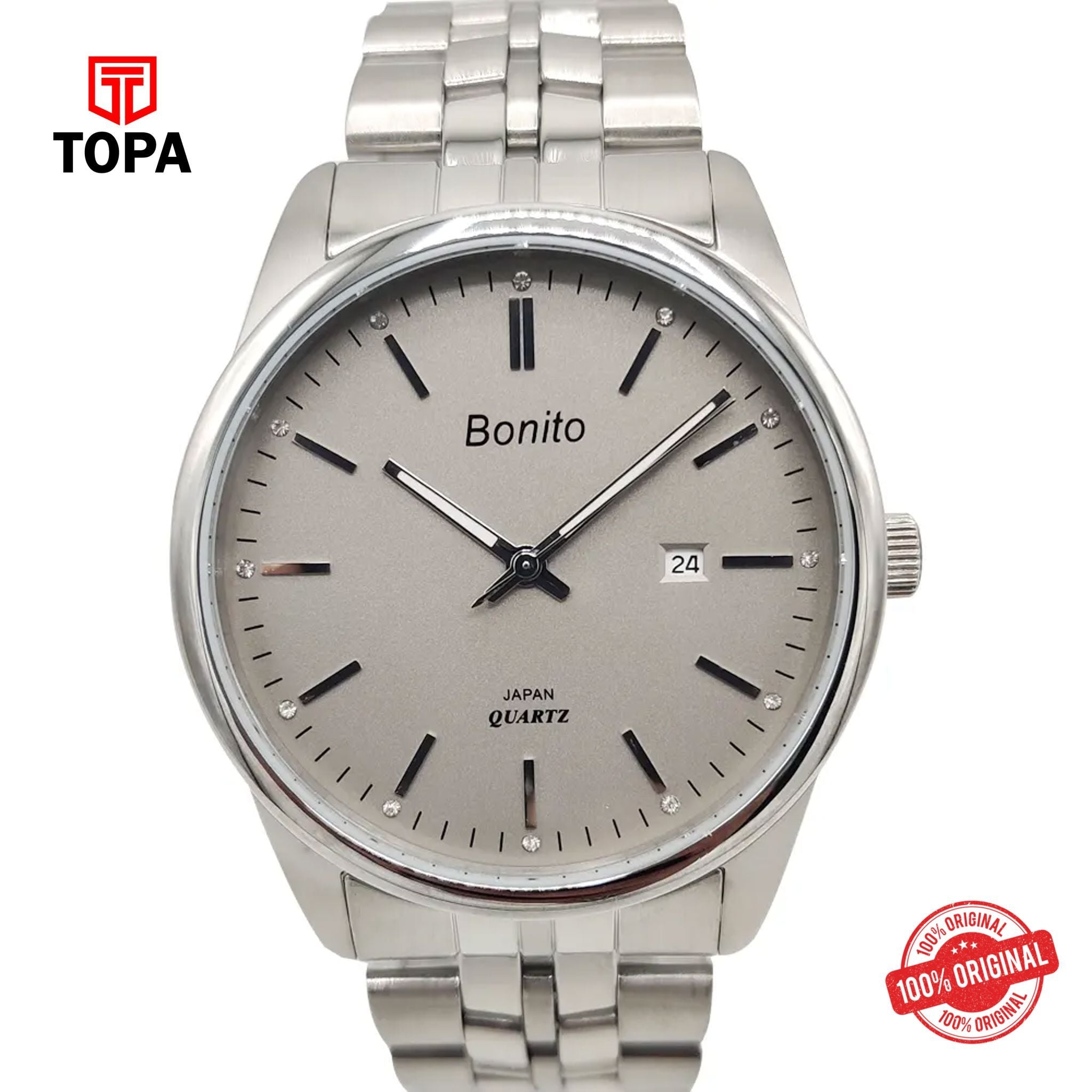 Topa Bonito-K-5023-CH-GRY-Metal-Band-Men-Watch - Product Image 1
