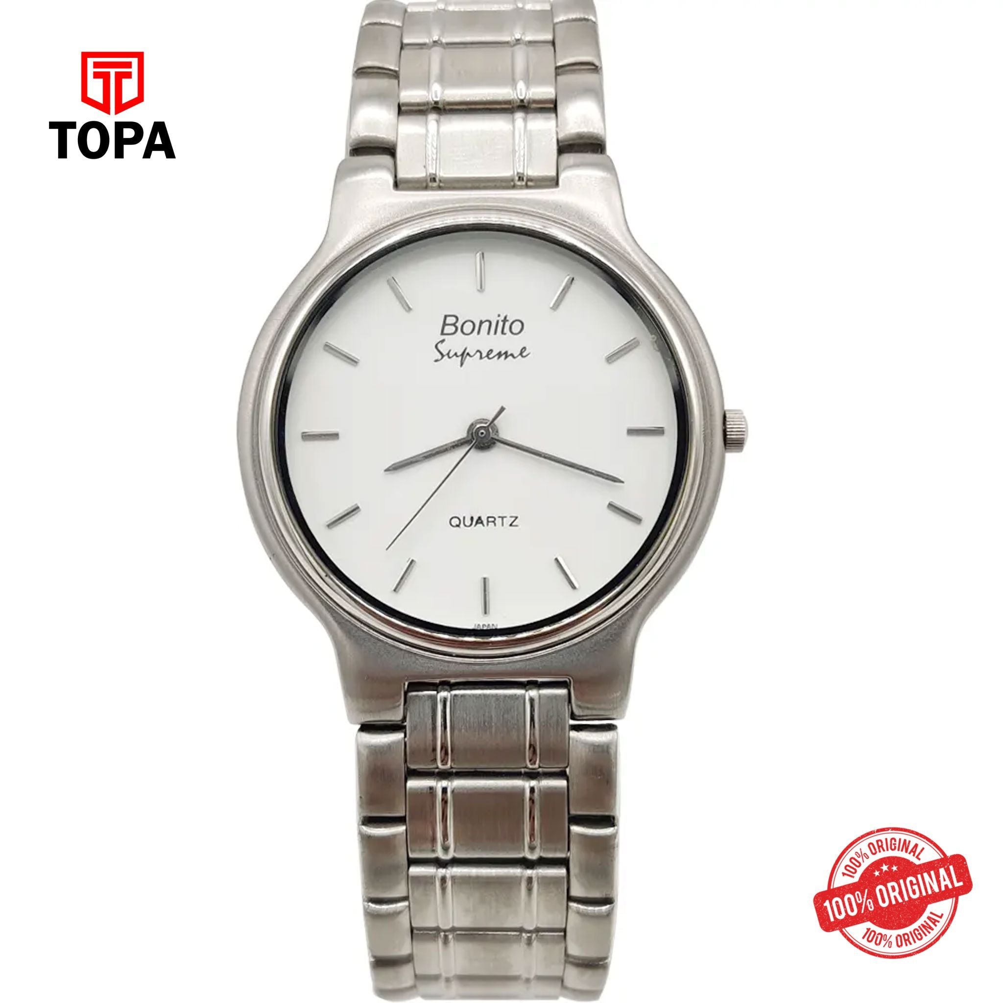 Topa Bonito-K-5023-ST-WHT-Metal-Band-Men-Watch - Product Image 1