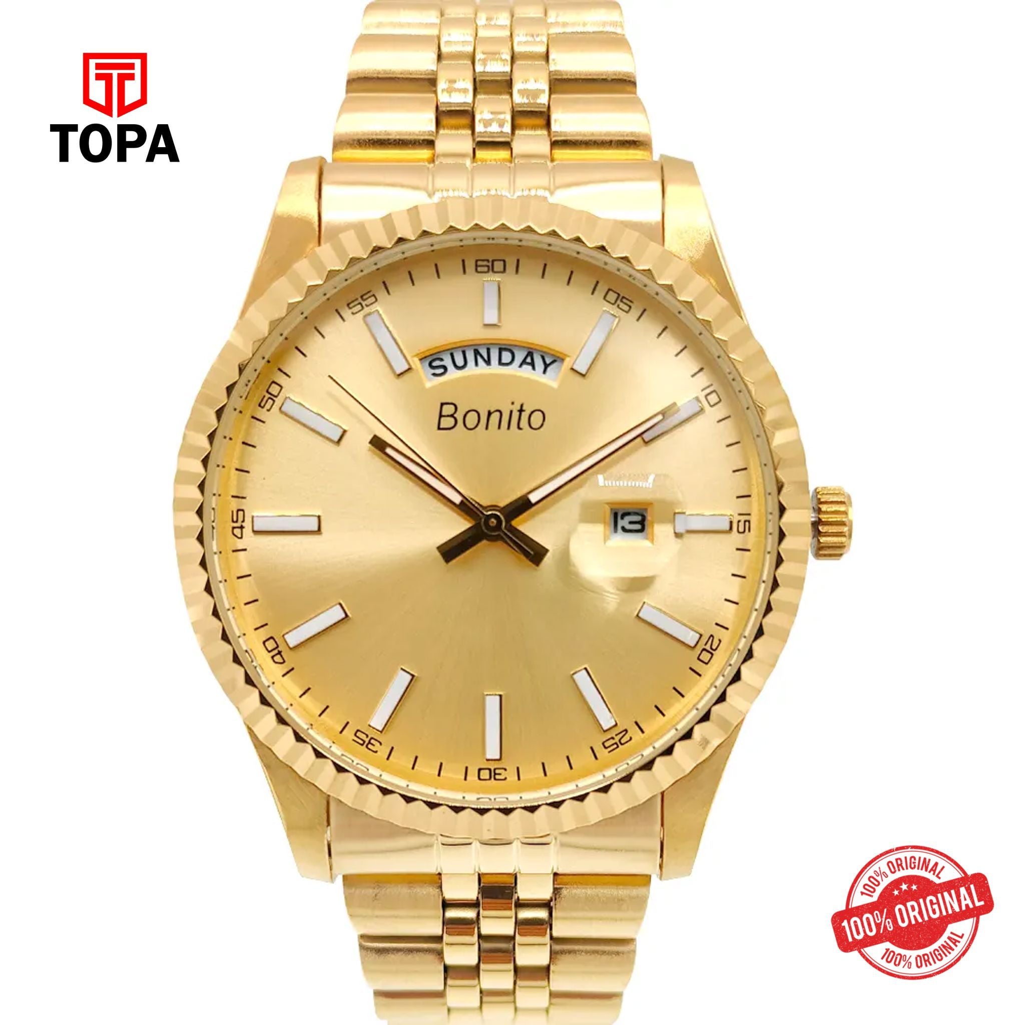 Topa Bonito-K-6007-GLD-Metal-Band-Men-Watch - Product Image 1