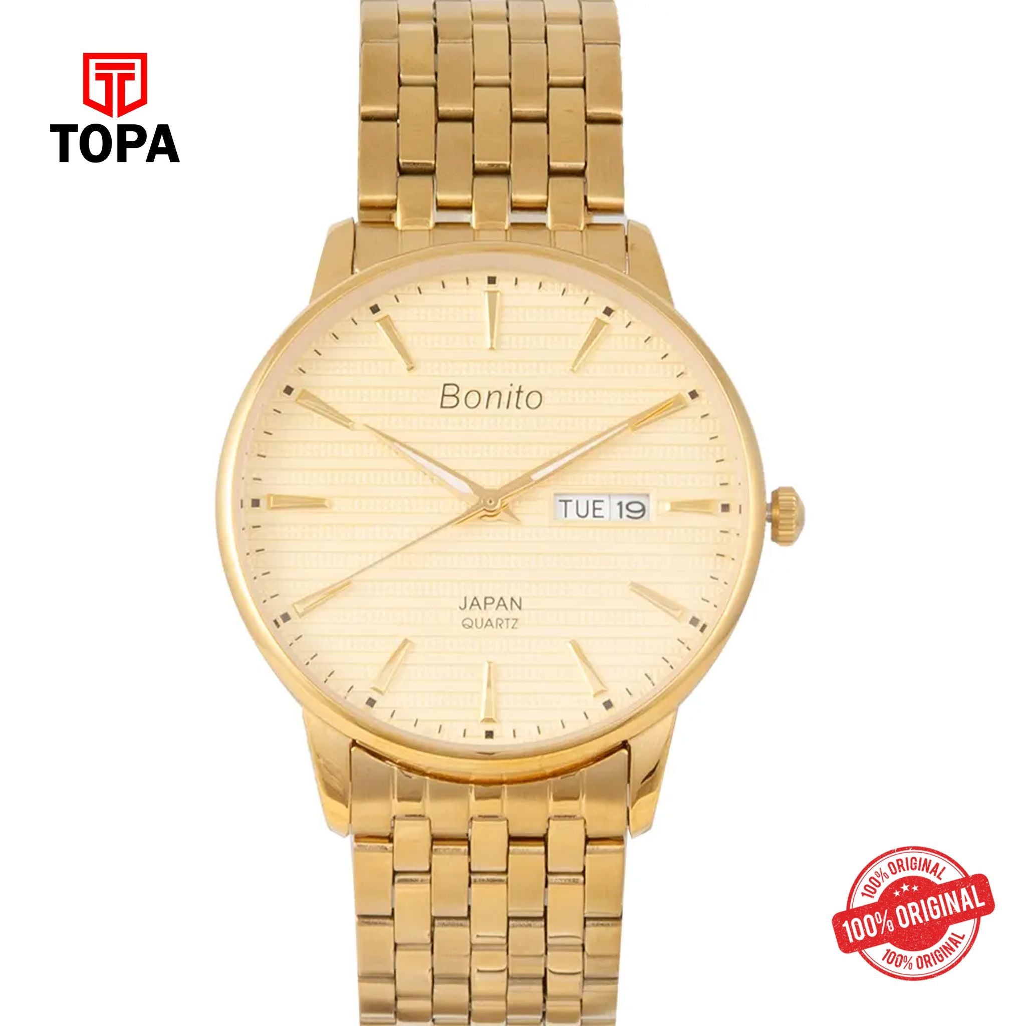 Topa Bonito-K-6134-GLD-Metal-Band-Men-Watch - Product Image 1