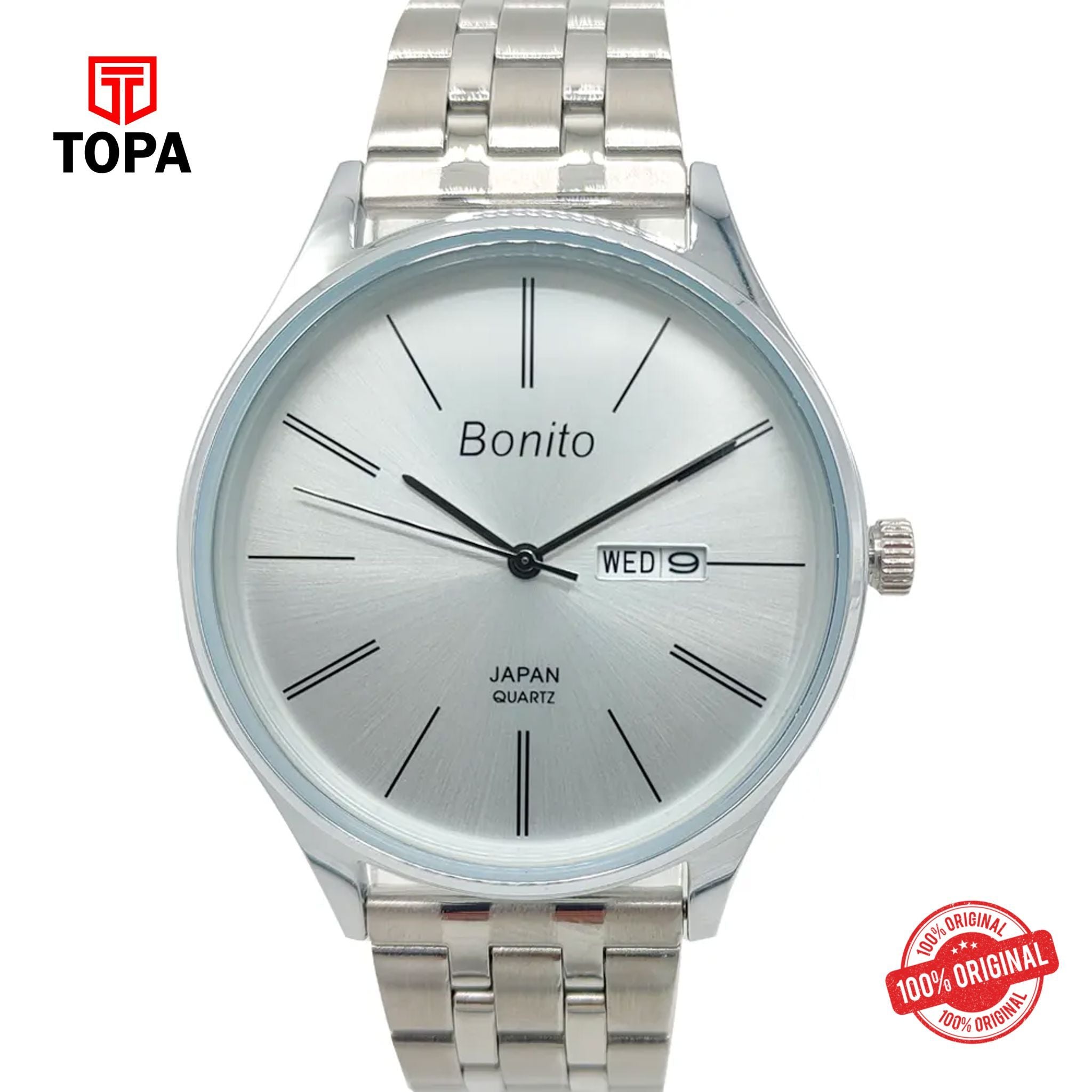 Topa Bonito-K-6137-CH-WHT-Metal-Band-Men-Watch - Product Image 1