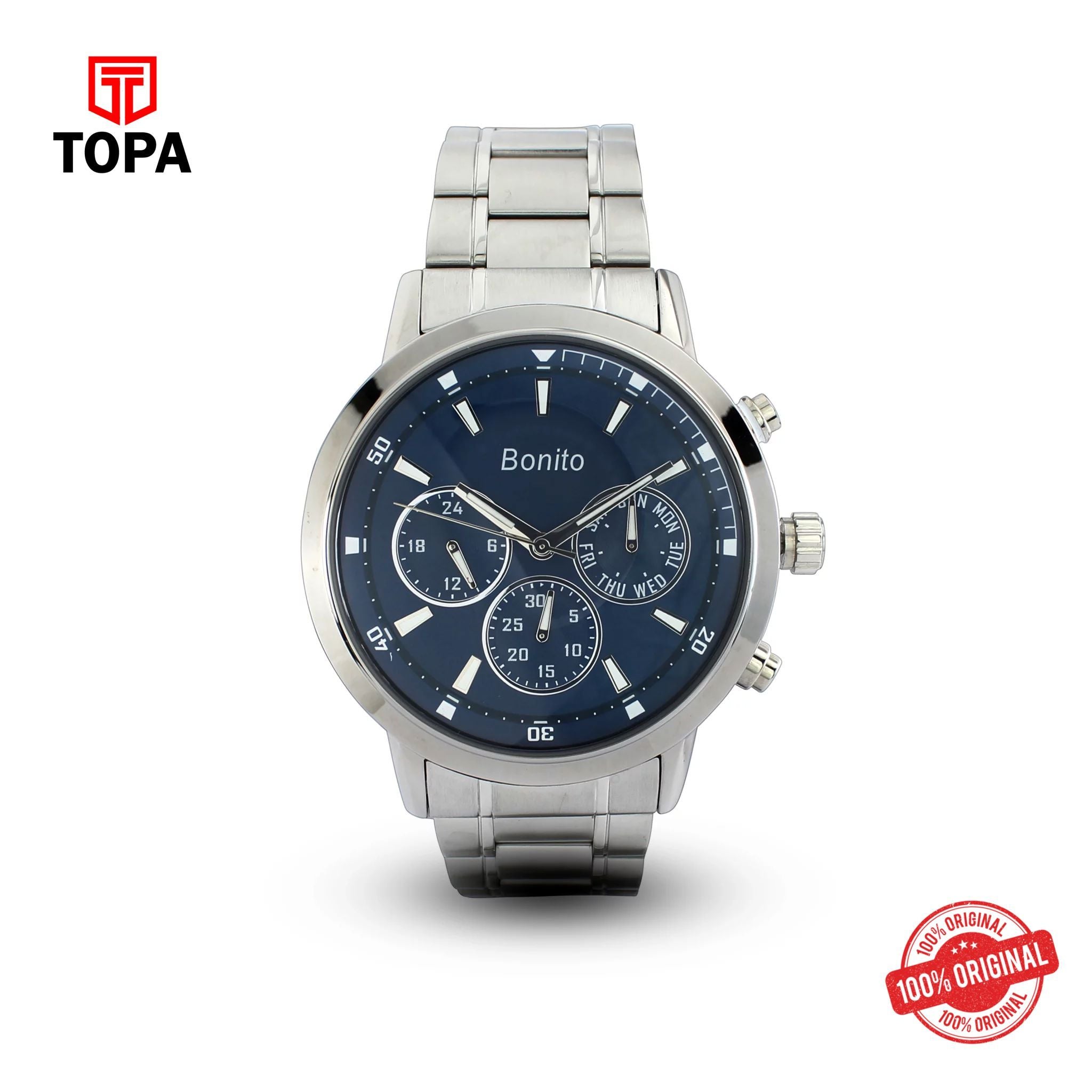 Topa Bonito-K-7014-ST-BLU-Metal-Band-Multi-Function-Men-Watch - Product Image 1