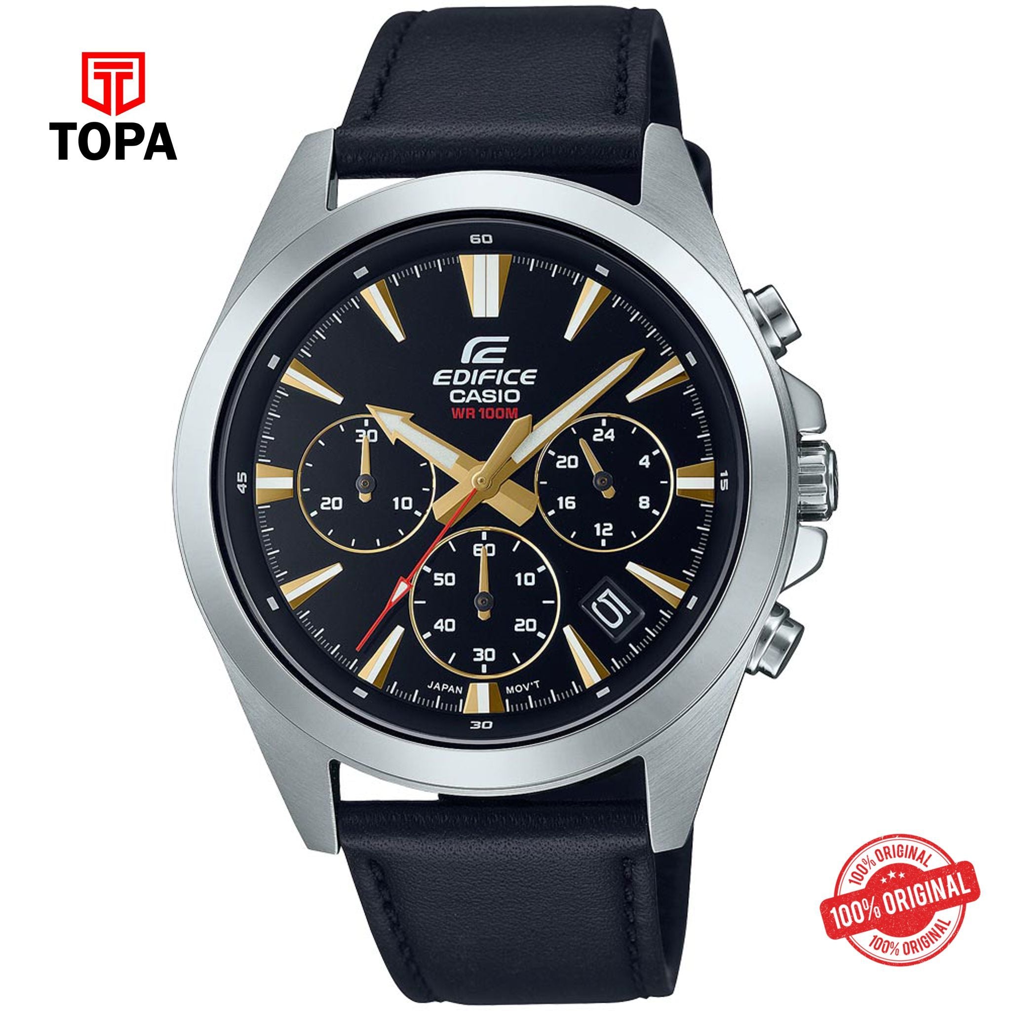 Topa Casio-Edifice-EFV-630L-1A-Leather-Band-Men-Watch - Product Image 1