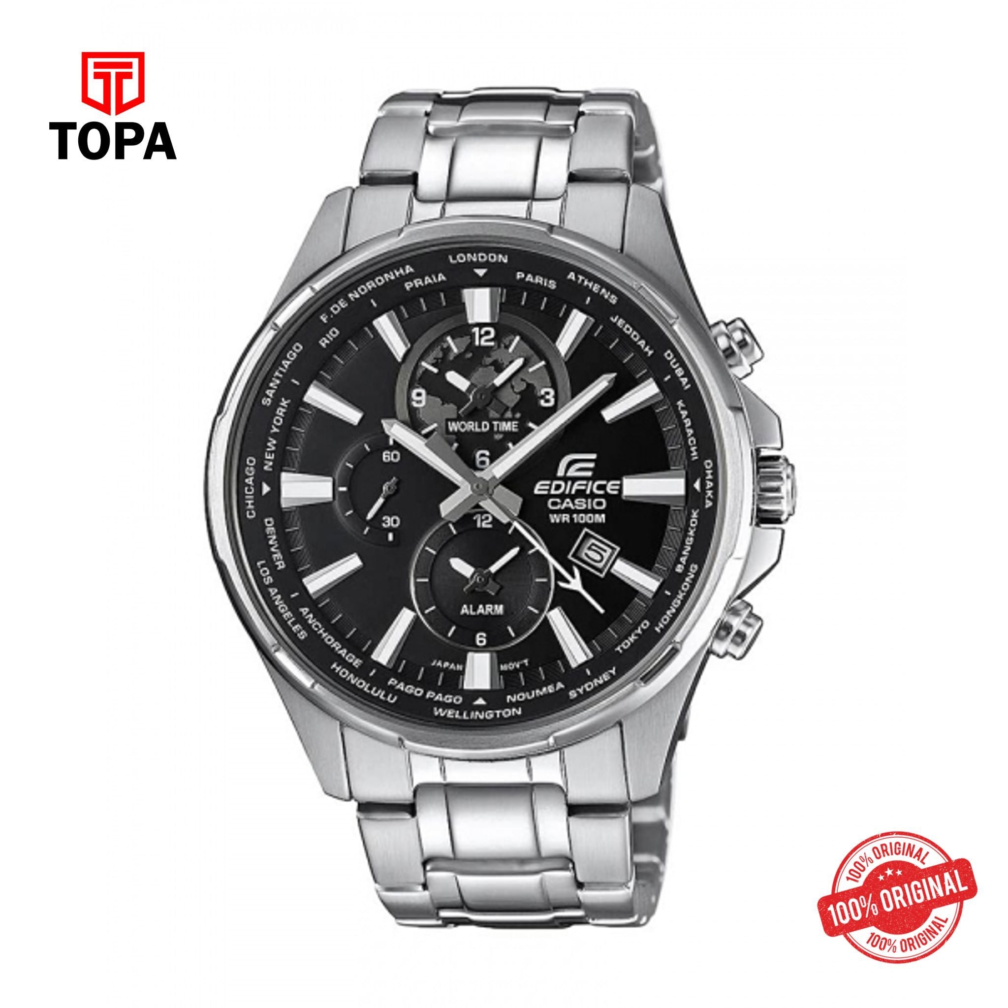 Topa Casio-Mens-Edifice-World-Time-Alarm-Chronograph-Watch-EFR-30 - Product Image 1