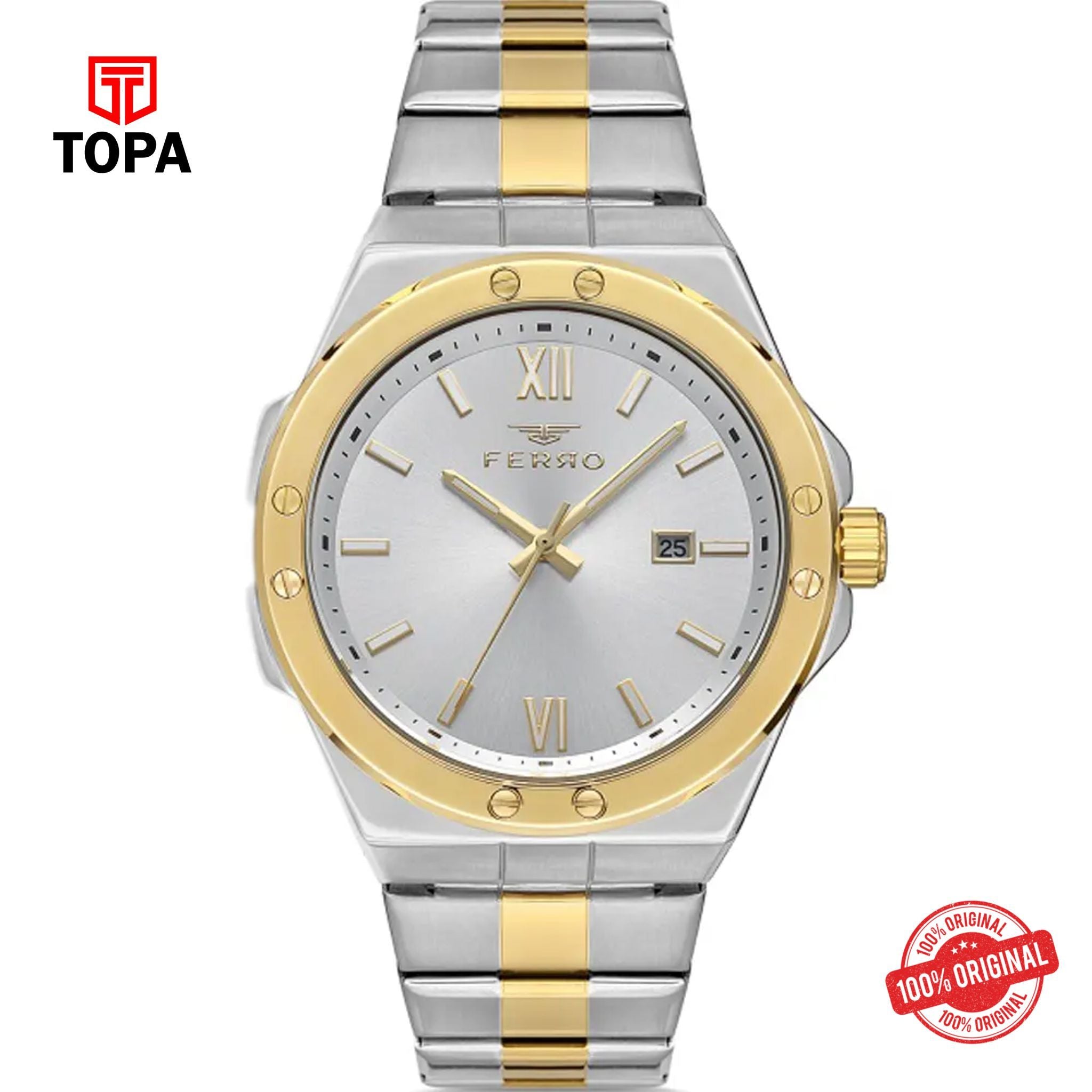 Topa Ferro-F11357A-D-Metal-Band-Men-Watch - Product Image 1