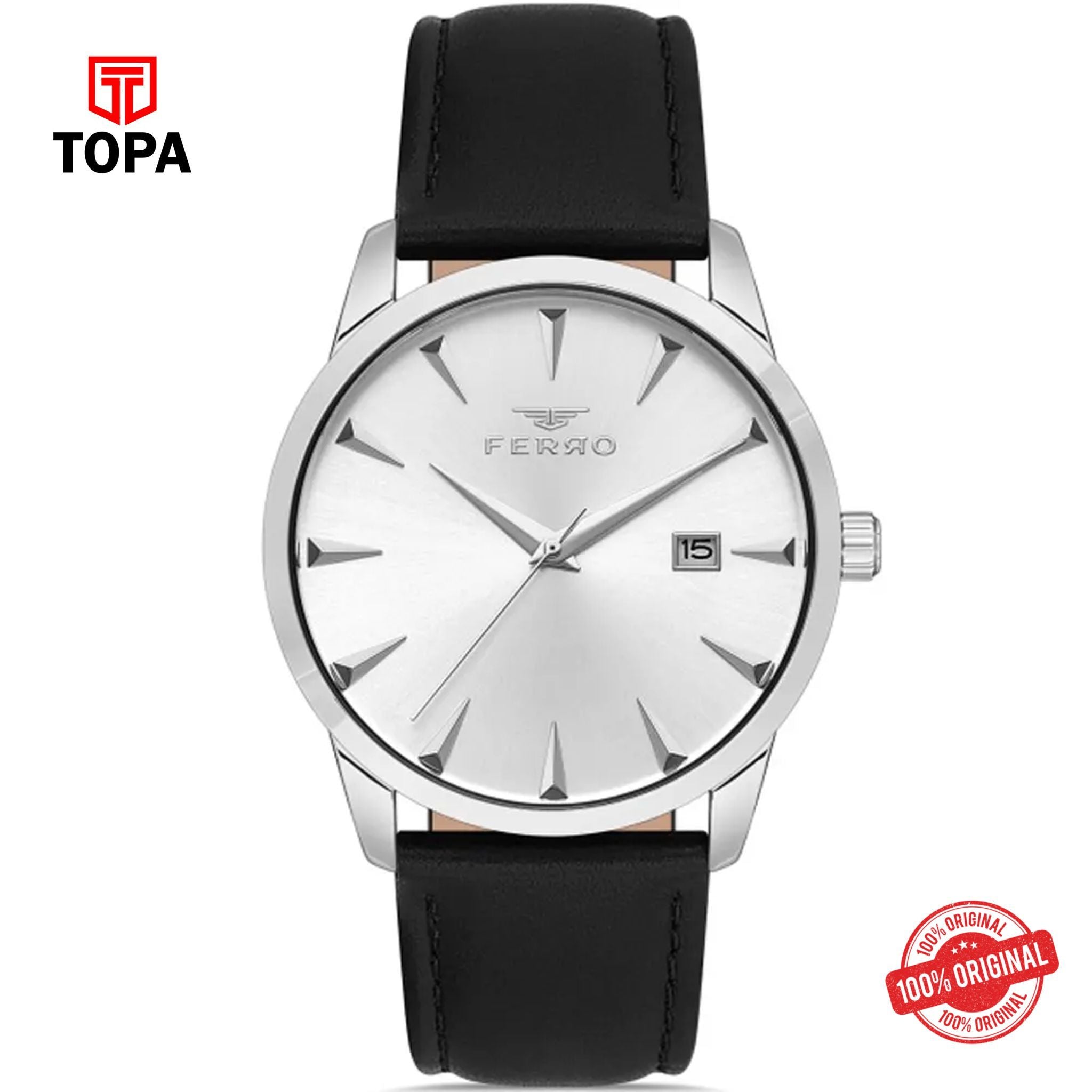 Topa Ferro-F11368B-J1-Leather-Band-Men-Watch - Product Image 1