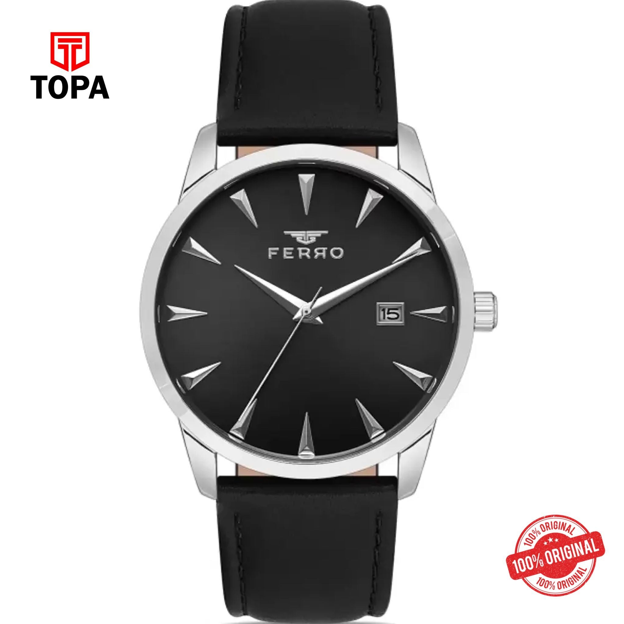 Topa Ferro-F11368B-J2-Leather-Band-Men-Watch - Product Image 1