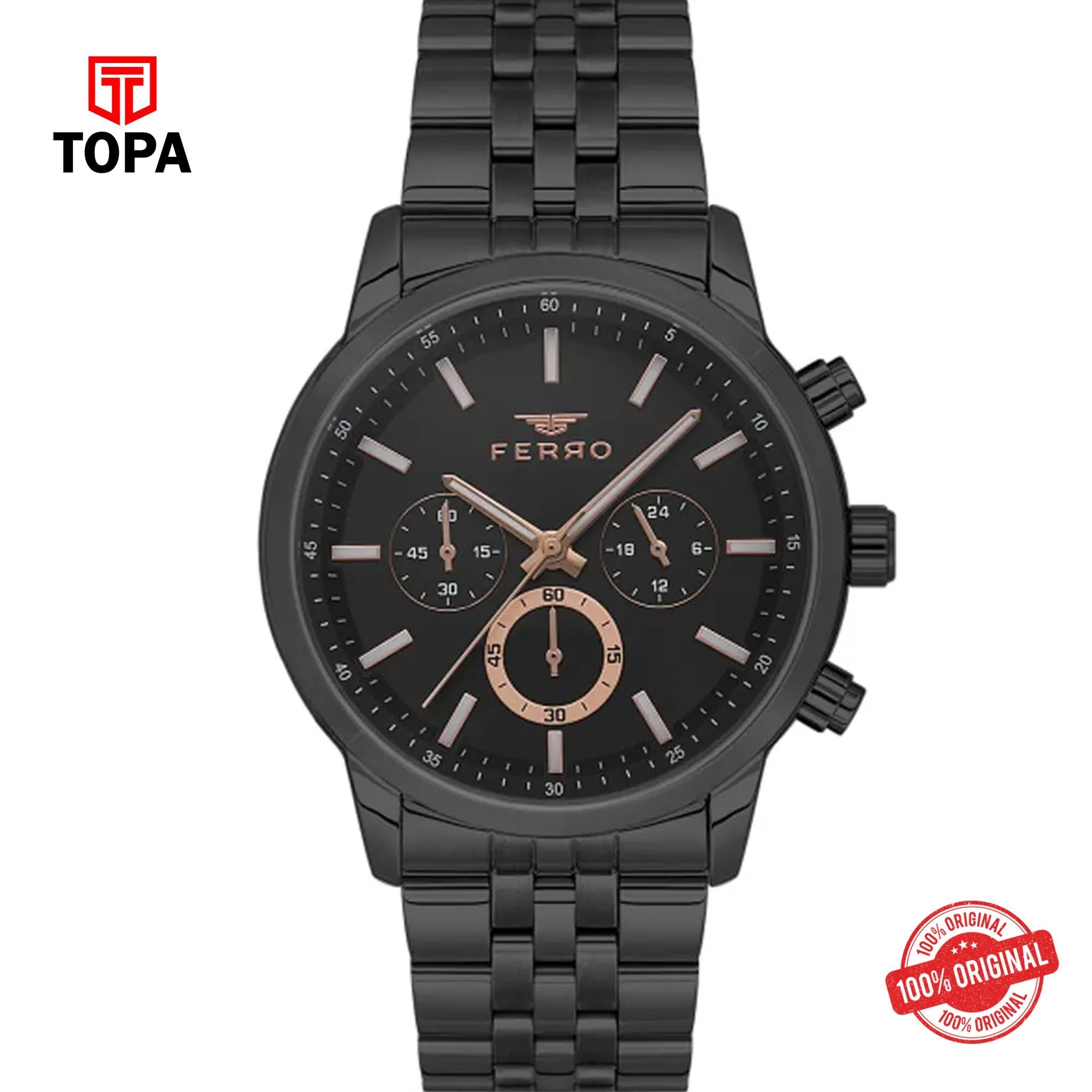 Topa Ferro-FM11369A-G-Metal-Band-Men-Watch - Product Image 1