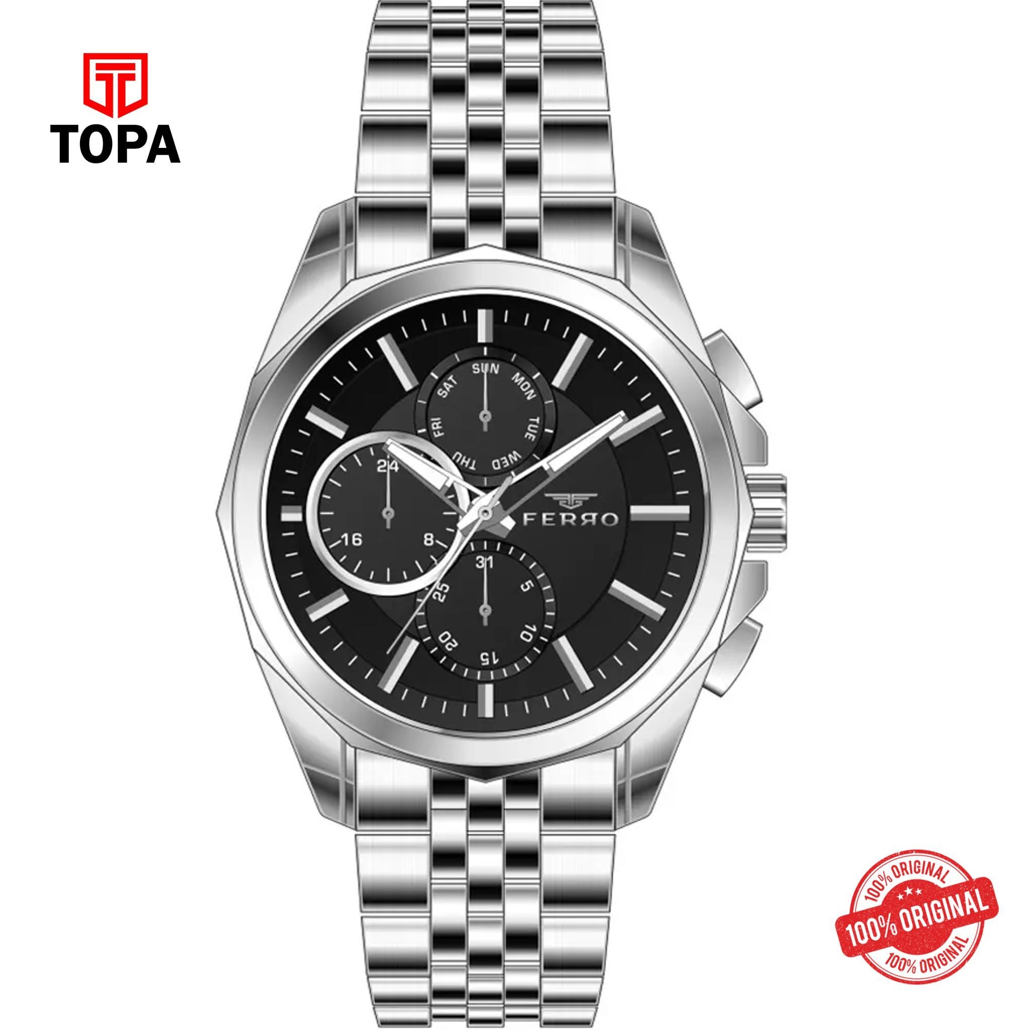 Topa Ferro-FM11391A-A2-Metal-Band-Men-Watch - Product Image 1