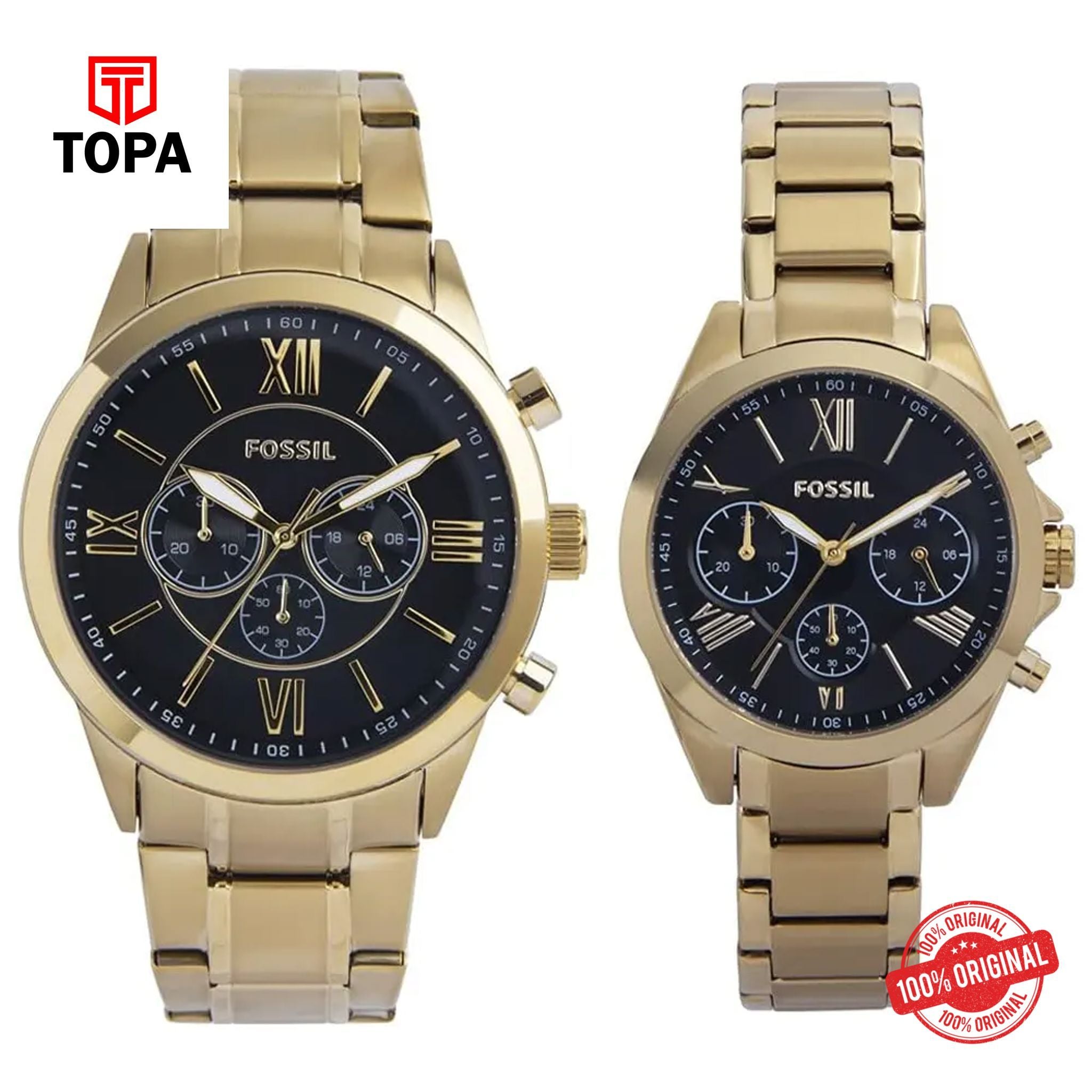 Topa Fossil-BQ-2400-Metal-Band-Pair-Set-Watch - Product Image 1