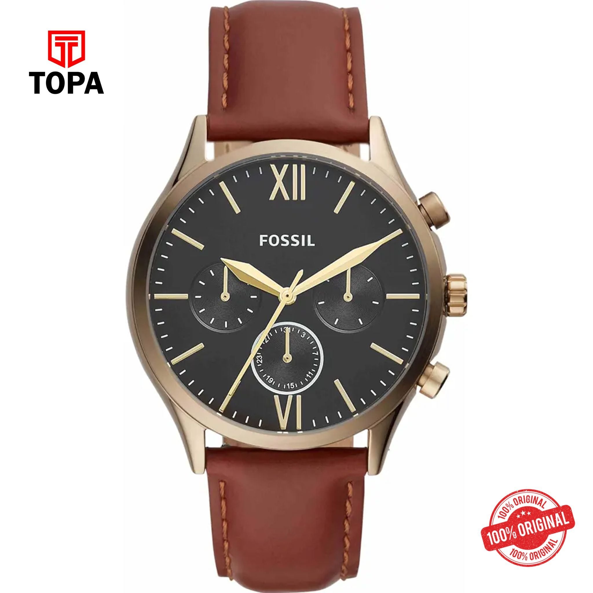 Topa Fossil-BQ-2404-Fenmore-Leather-Band-Men-Watch - Product Image 1