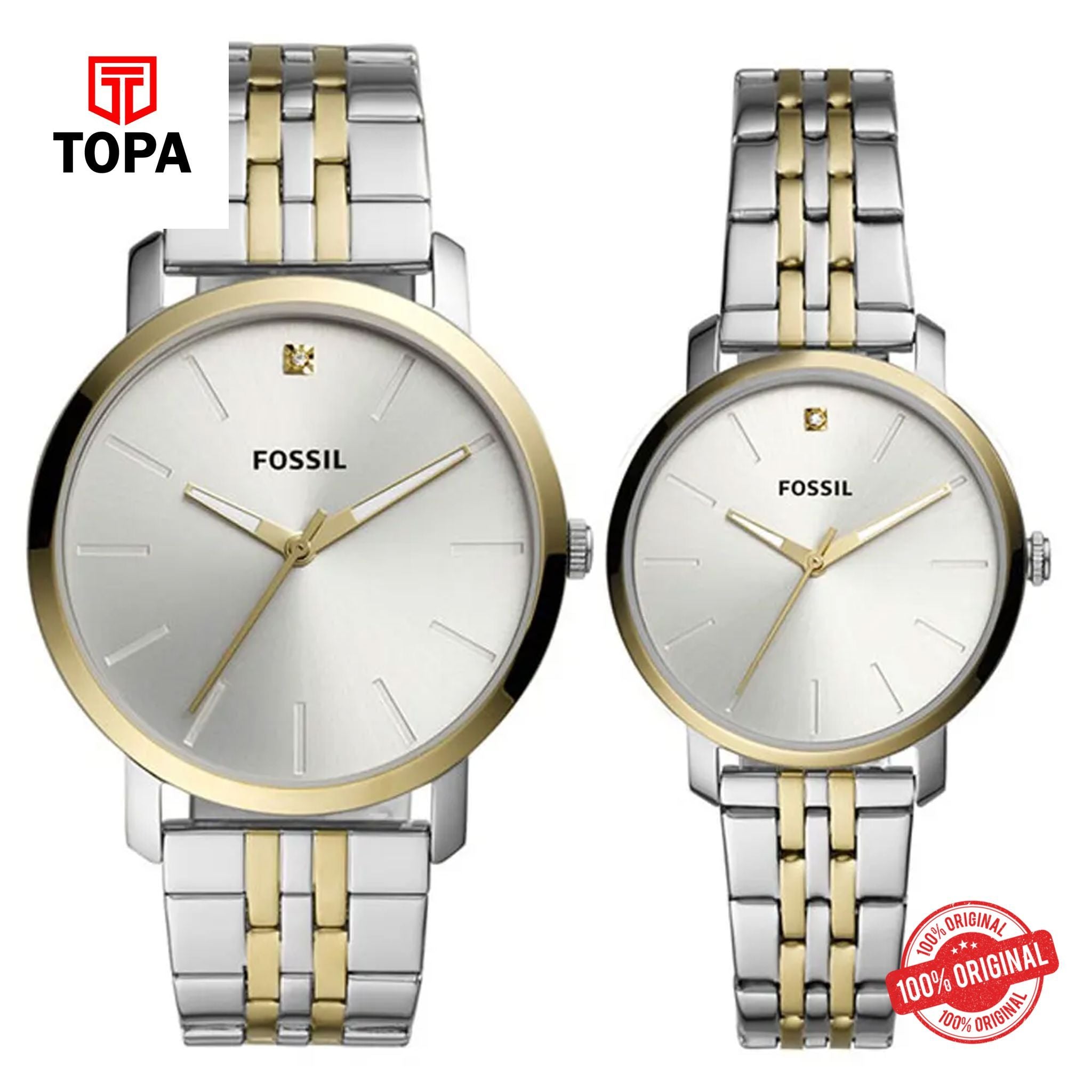 Topa Fossil-BQ-2467-Metal-Band-Pair-Set-Watch - Product Image 1
