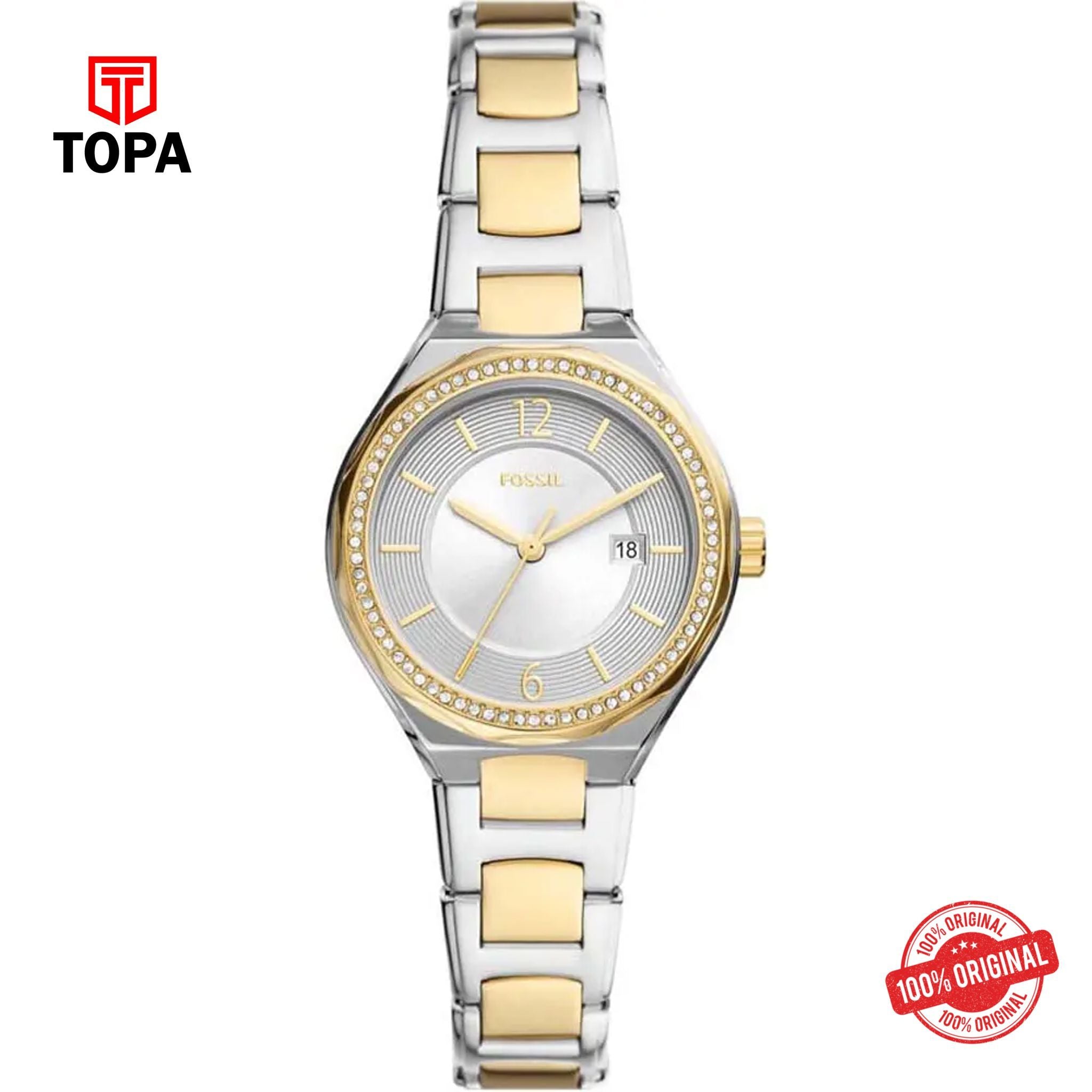 Topa Fossil-BQ-3802-Eevie-Metal-Band-Women-Watch - Product Image 1