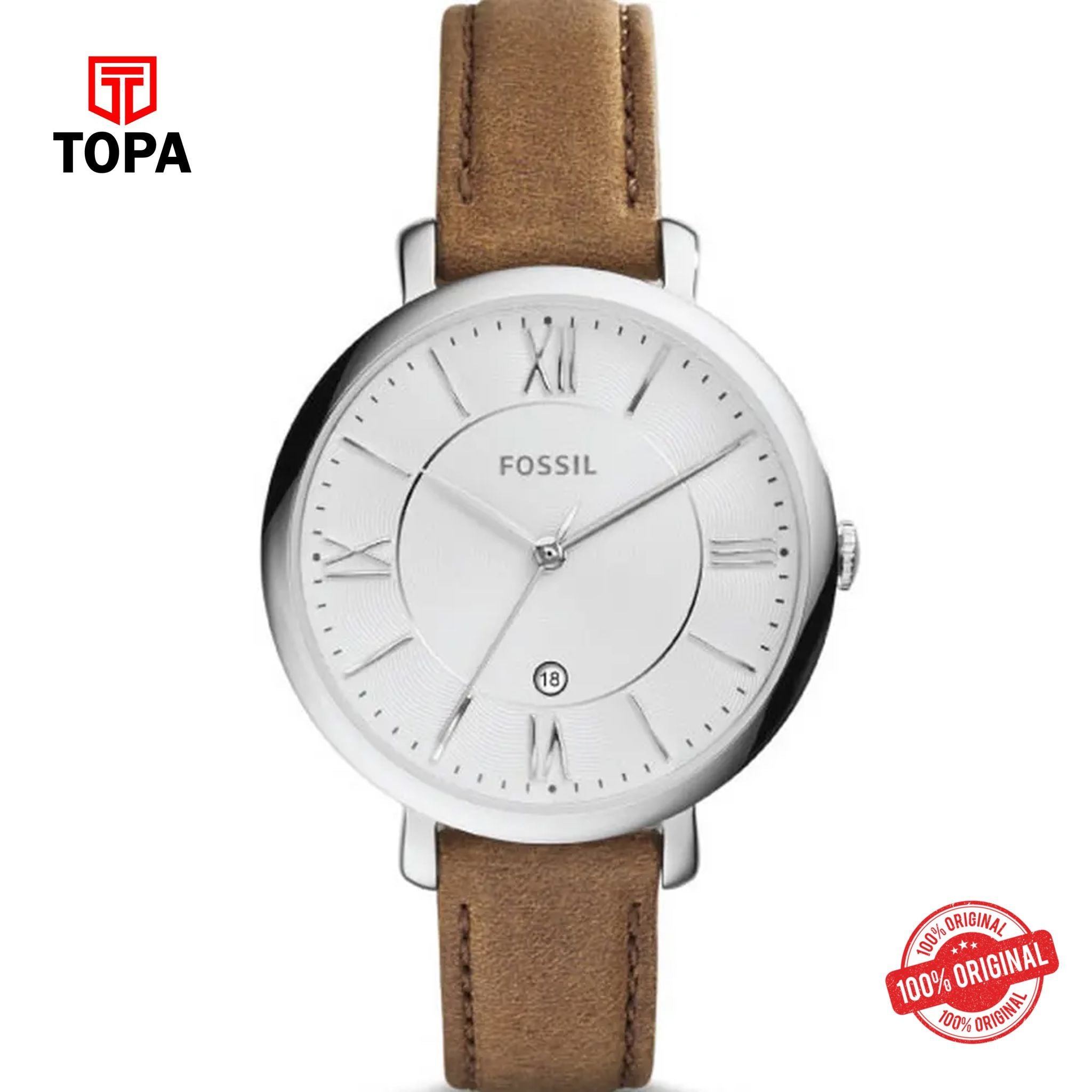Topa Fossil-ES-3708-Jacqueline-Leather-Band-Women-Watch - Product Image 1