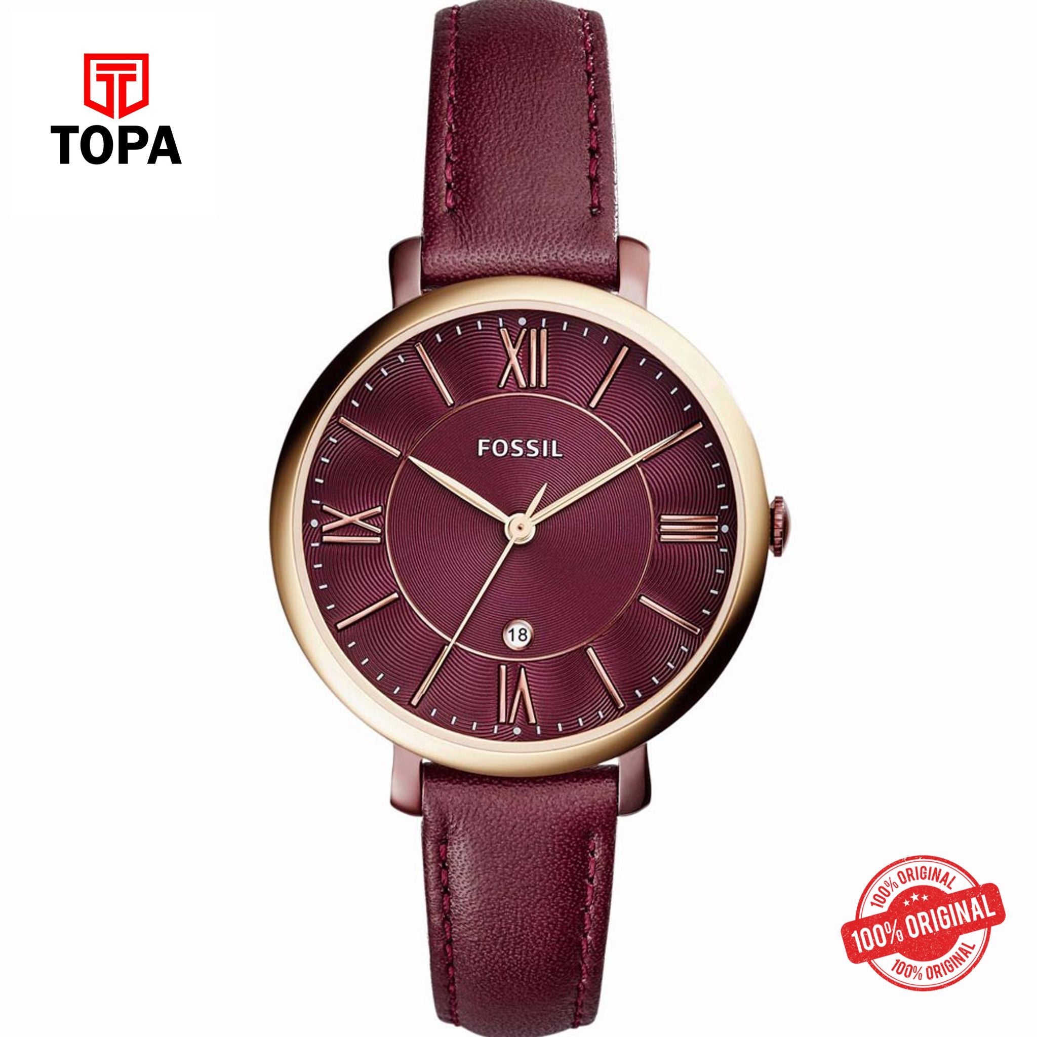 Topa Fossil-ES-4099-Jacqueline-Leather-Band-Women-Watch - Product Image 1