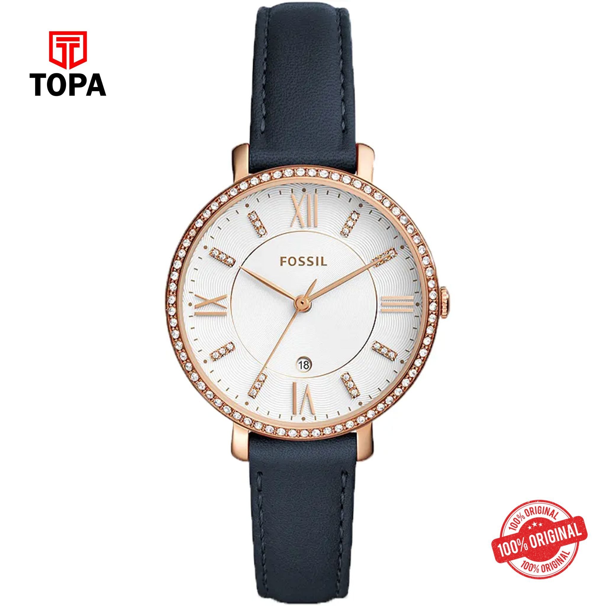 Topa Fossil-ES-4291-Jacqueline-Leather-Band-Women-Watch - Product Image 1