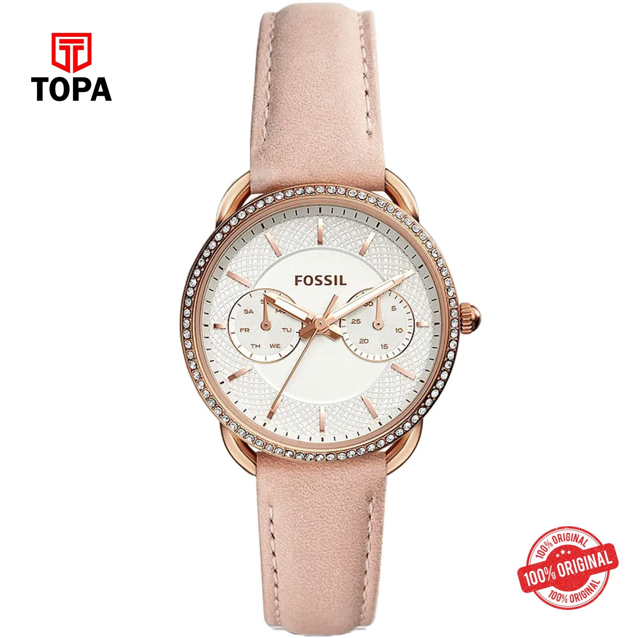 Topa Fossil-ES-4393-Tailor-Leather-Band-Women-Watch - Product Image 1