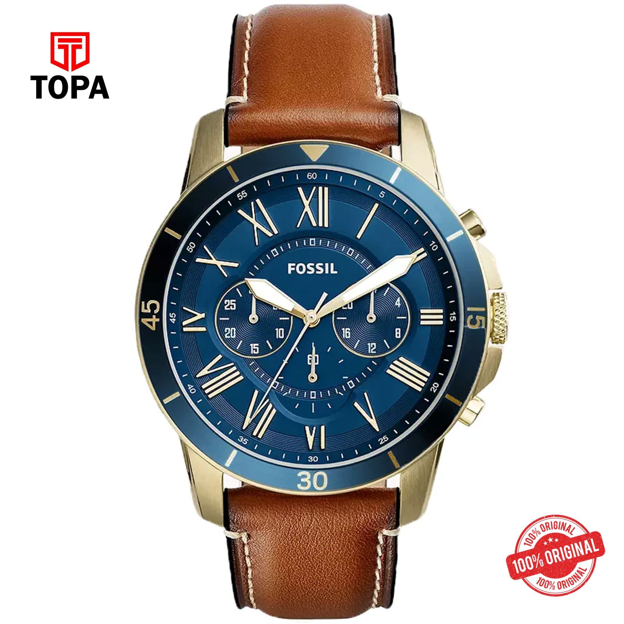 Topa Fossil-FS-5268-Grant-Leather-Band-Men-Watch - Product Image 1