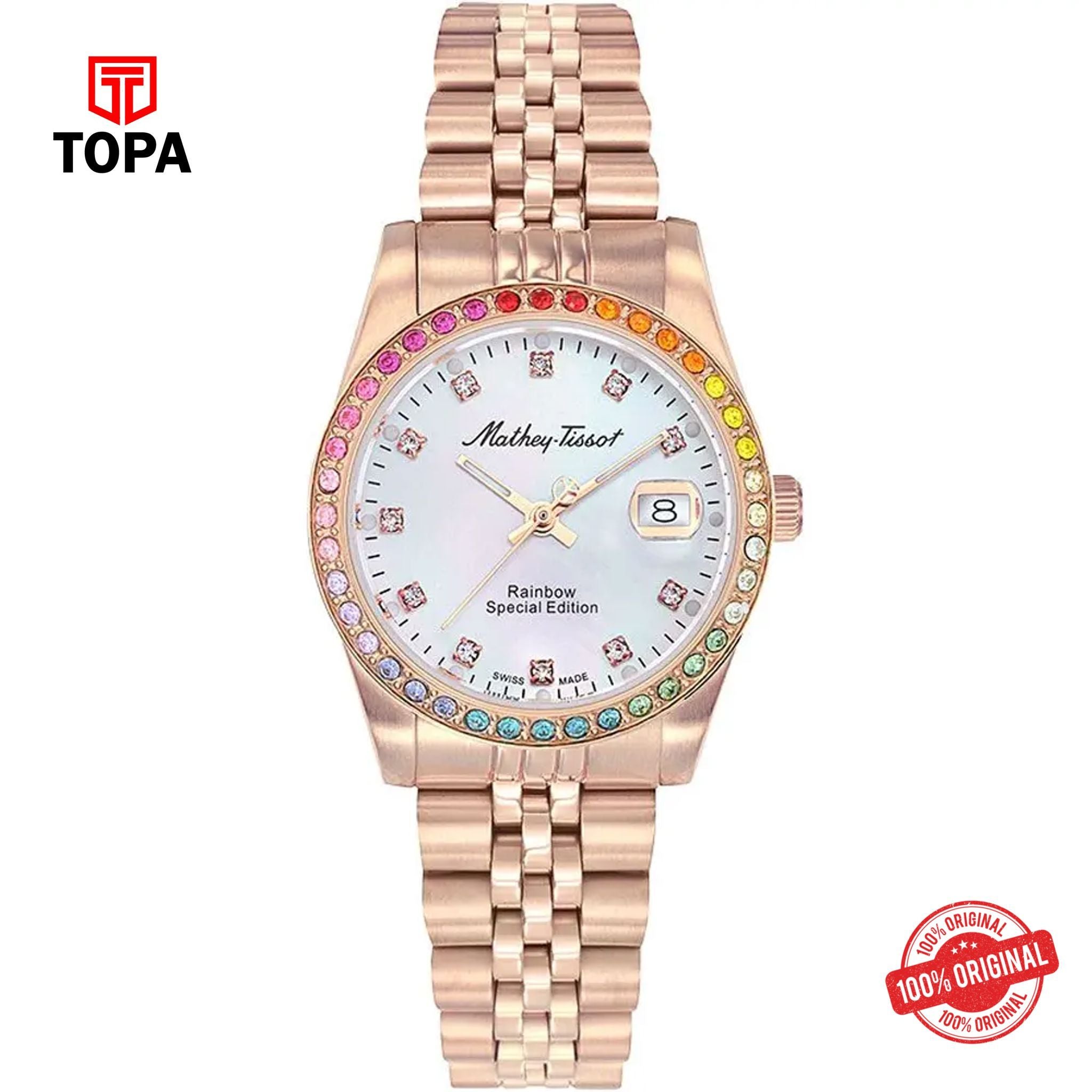 Topa Mathey-Tissot-Rainbow-D809PQI-Metal-Band-Women-Watch - Product Image 1