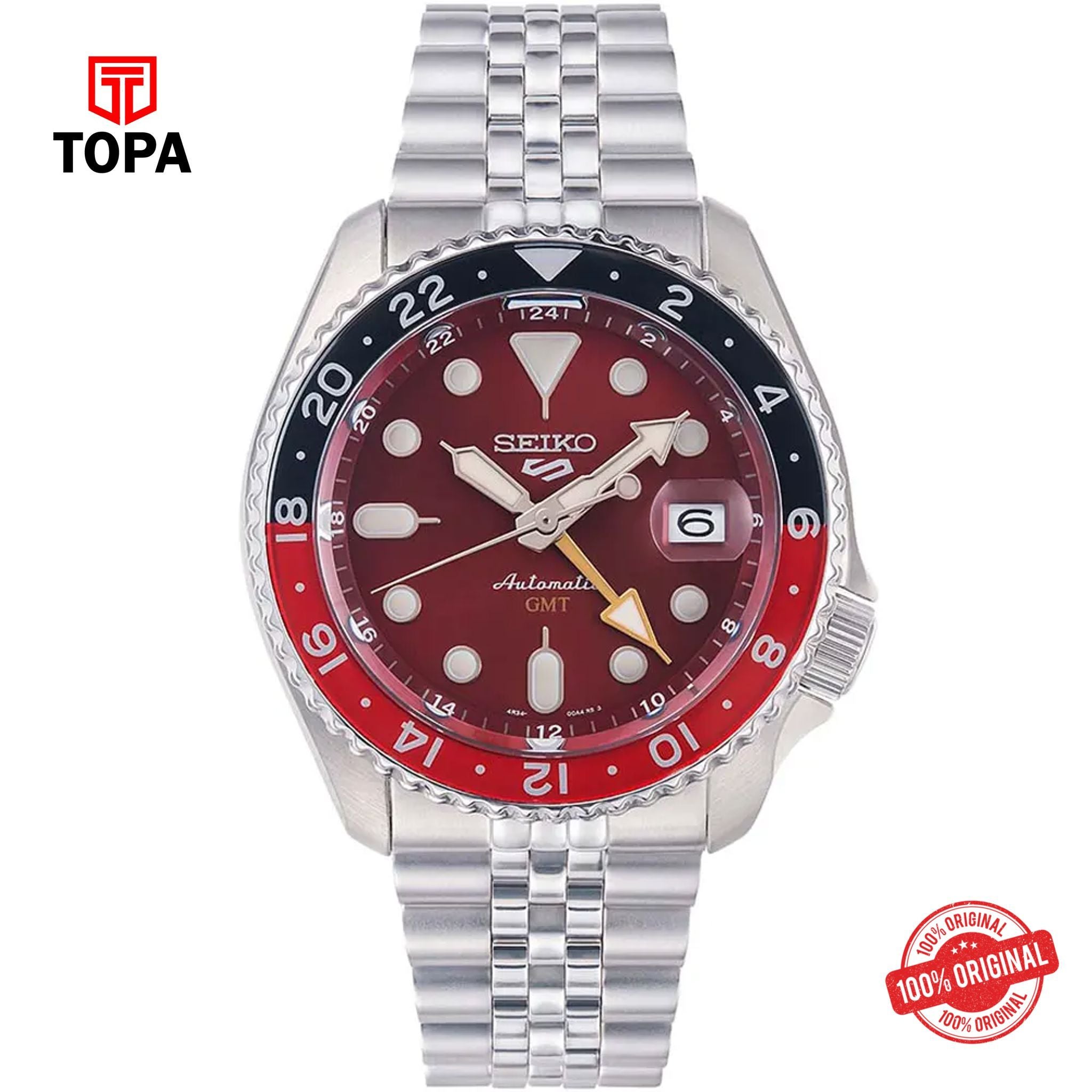 Topa Seiko-5-SSK031K1-GMT-Metal-Band-Men-Watch - Product Image 1