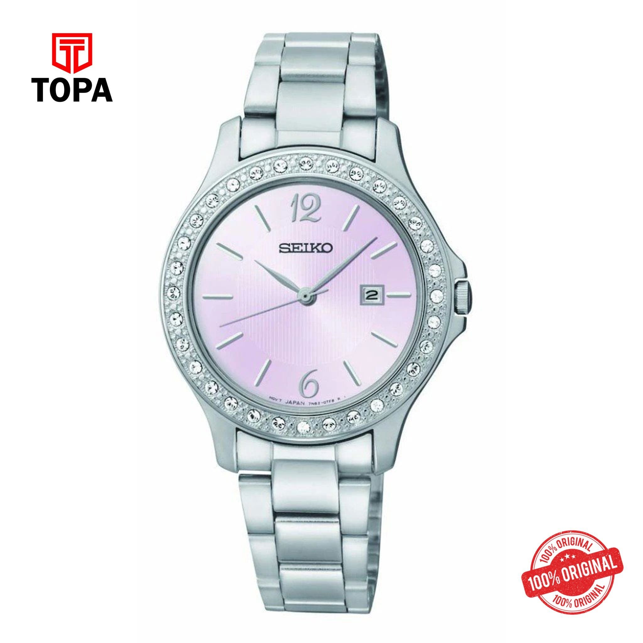 Topa Seiko-SXDF75P1-Ladies-Stone-Bezel-Pink-Dial-Swarovski-Crysta - Product Image 1