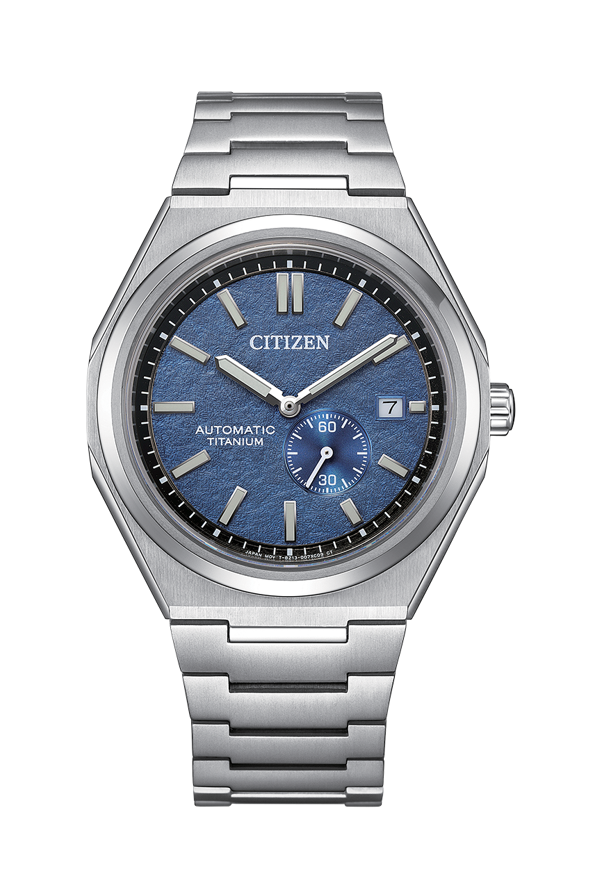 Citizen NJ0180-80L blue dial automatic watch with Super Titanium bracelet and date display