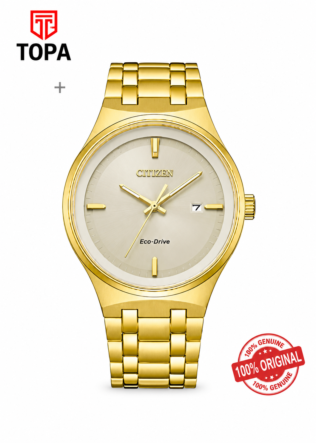 Citizen BM7652-52P Eco-Drive men's champagne dial gold-tone stainless steel analog watch