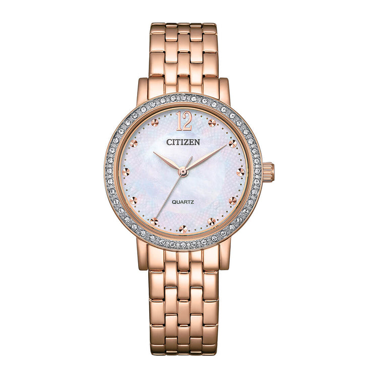 Citizen EL3108-53D white mother of pearl quartz analog women's watch