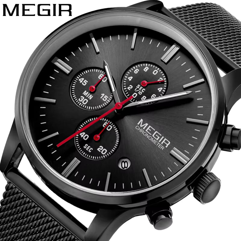 MEGIR 2011 Premium Waterproof Quartz Watch – Fancy Design, Superior Quality, Factory Price, Mesh Steel Band