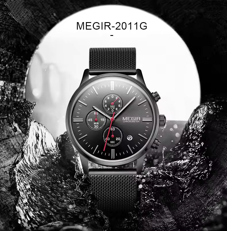 MEGIR 2011 Premium Waterproof Quartz Watch – Fancy Design, Superior Quality, Factory Price, Mesh Steel Band