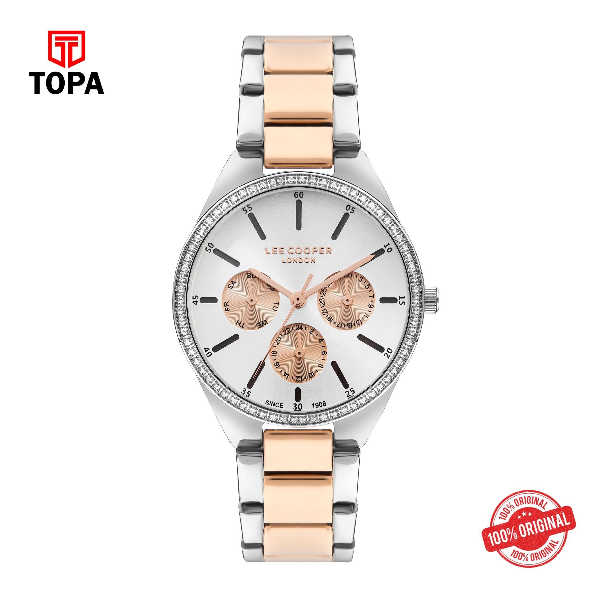 Topa Lee Cooper - LC07863.530 - Women's Super Metal Silver/Rose Gold Multifunction Watch - Product Image 1