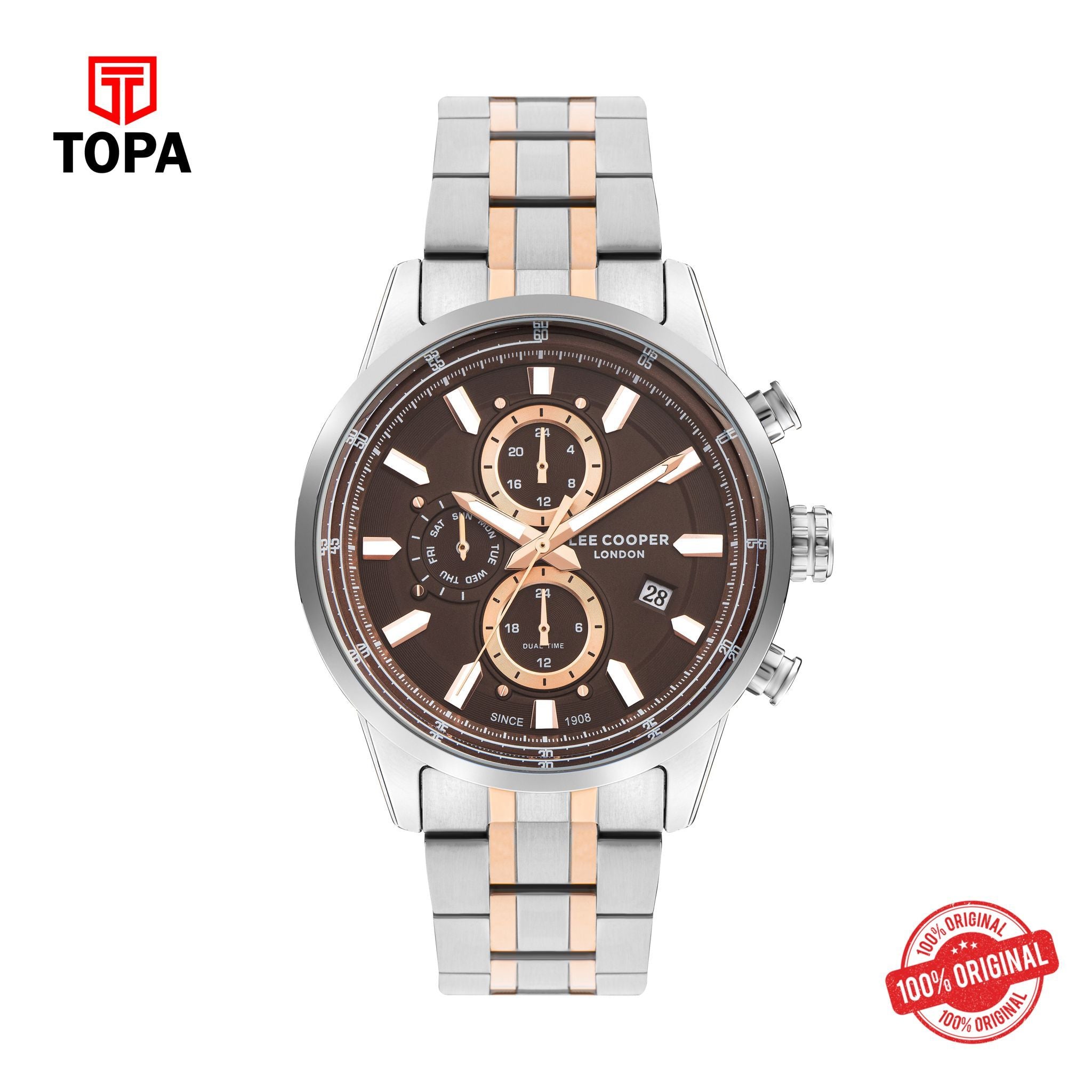 Topa Lee Cooper - LC07836.540 - Men's Super Silver/Rose Gold Multifunction Watch - Product Image 1