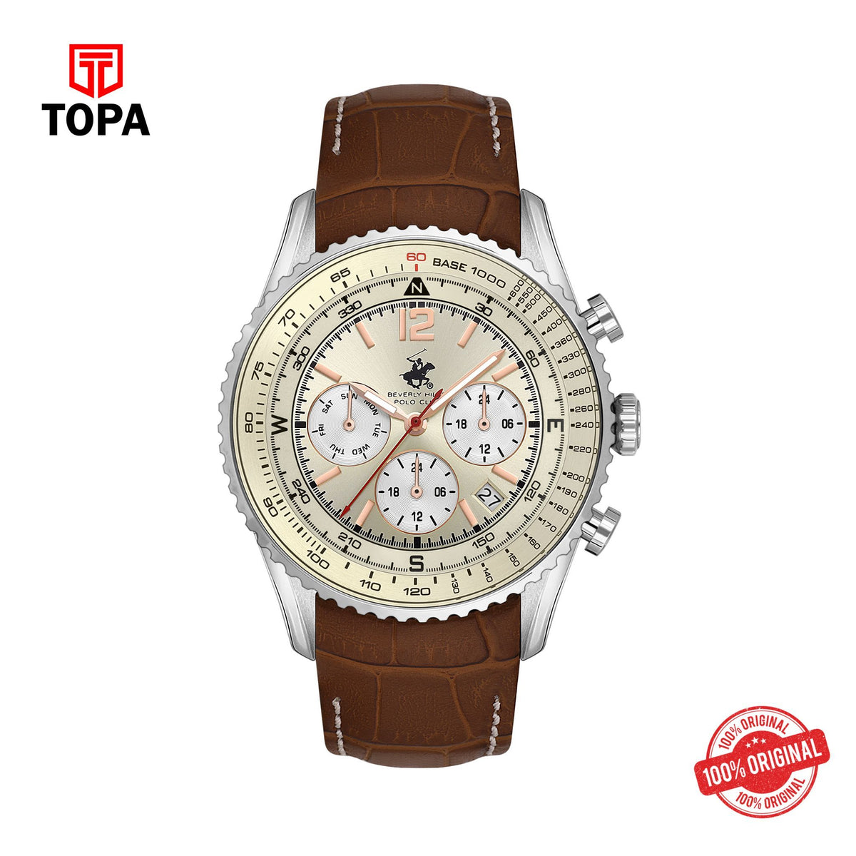 Topa BHPC-BP3723X.375 - Leather Strap Multifunction Watch For Men - Product Image 1