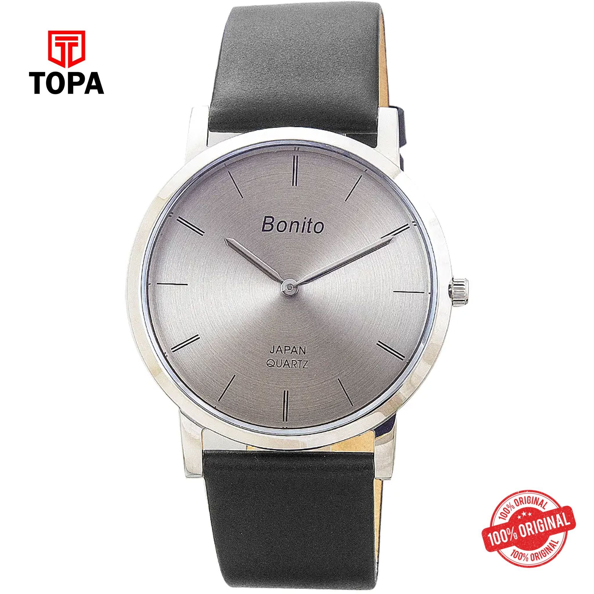 Topa Bonito-K-4029-SLR-GRY-Leather-Band-Men-Watch - Product Image 1