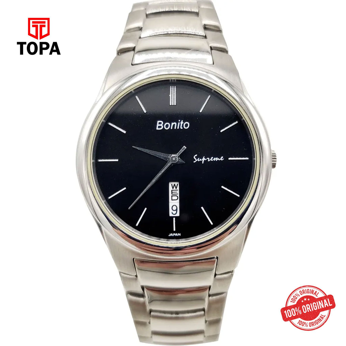 Topa Bonito-K-5005-CH-BLK-Metal-Band-Men-Watch - Product Image 1