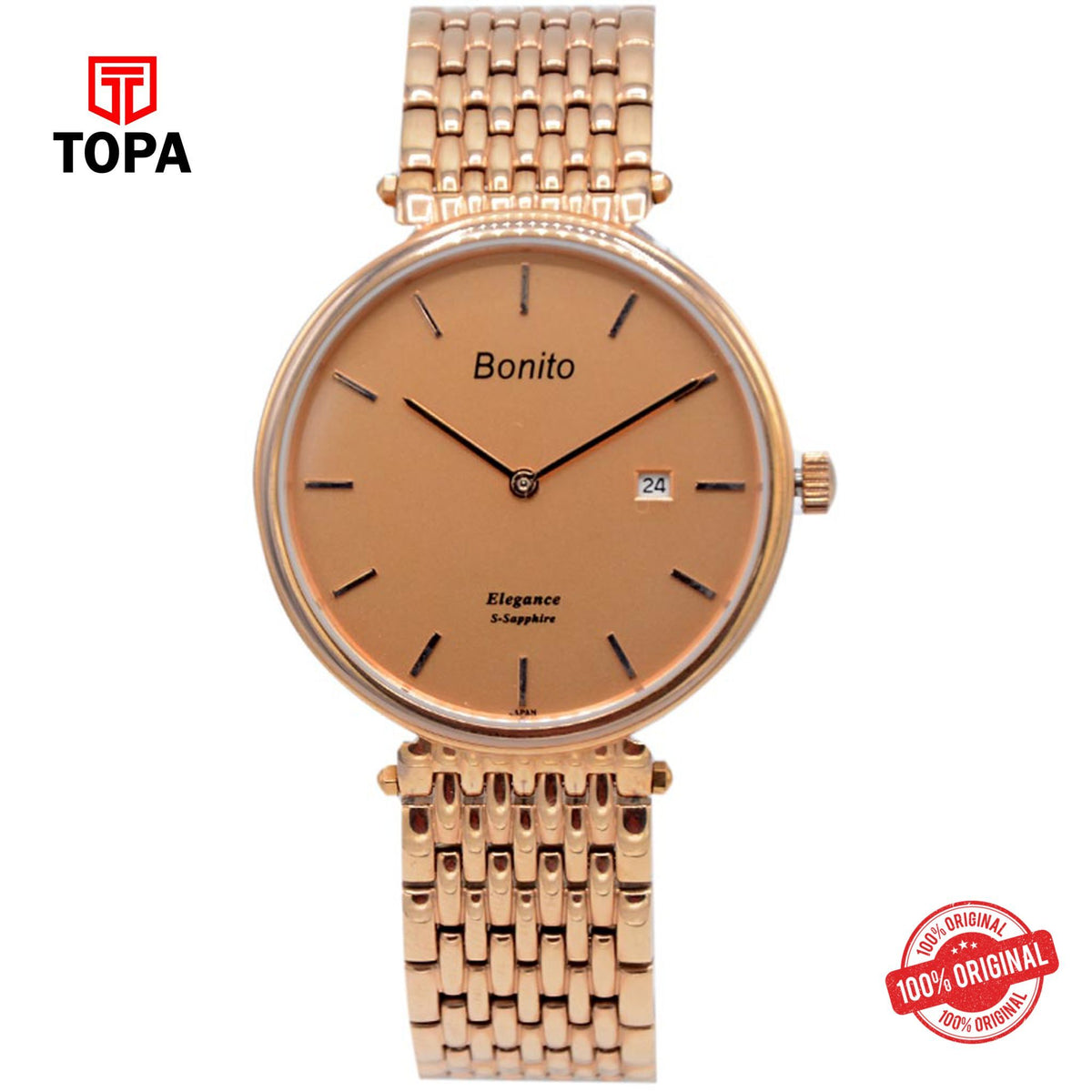Topa Bonito-K-5006-RG-Metal-Band-Men-Watch - Product Image 1