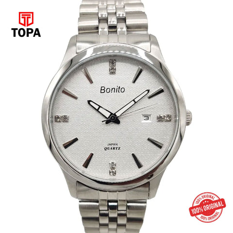 Topa Bonito-K-5028-CH-WHT-Metal-Band-Men-Watch - Product Image 1