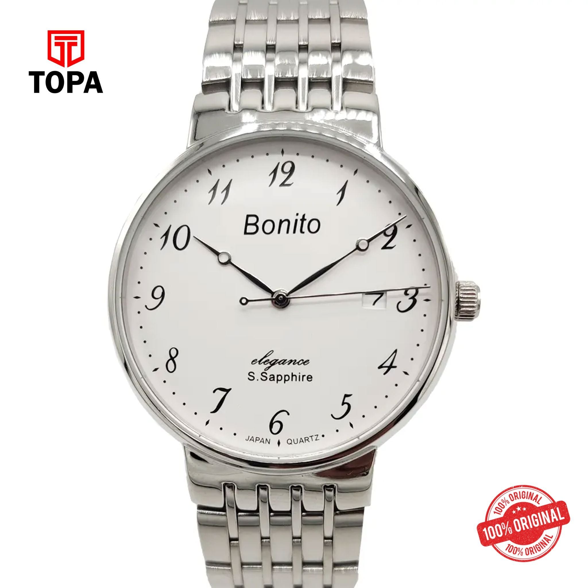 Topa Bonito-K-5038-CH-WHT-Metal-Band-Men-Watch - Product Image 1