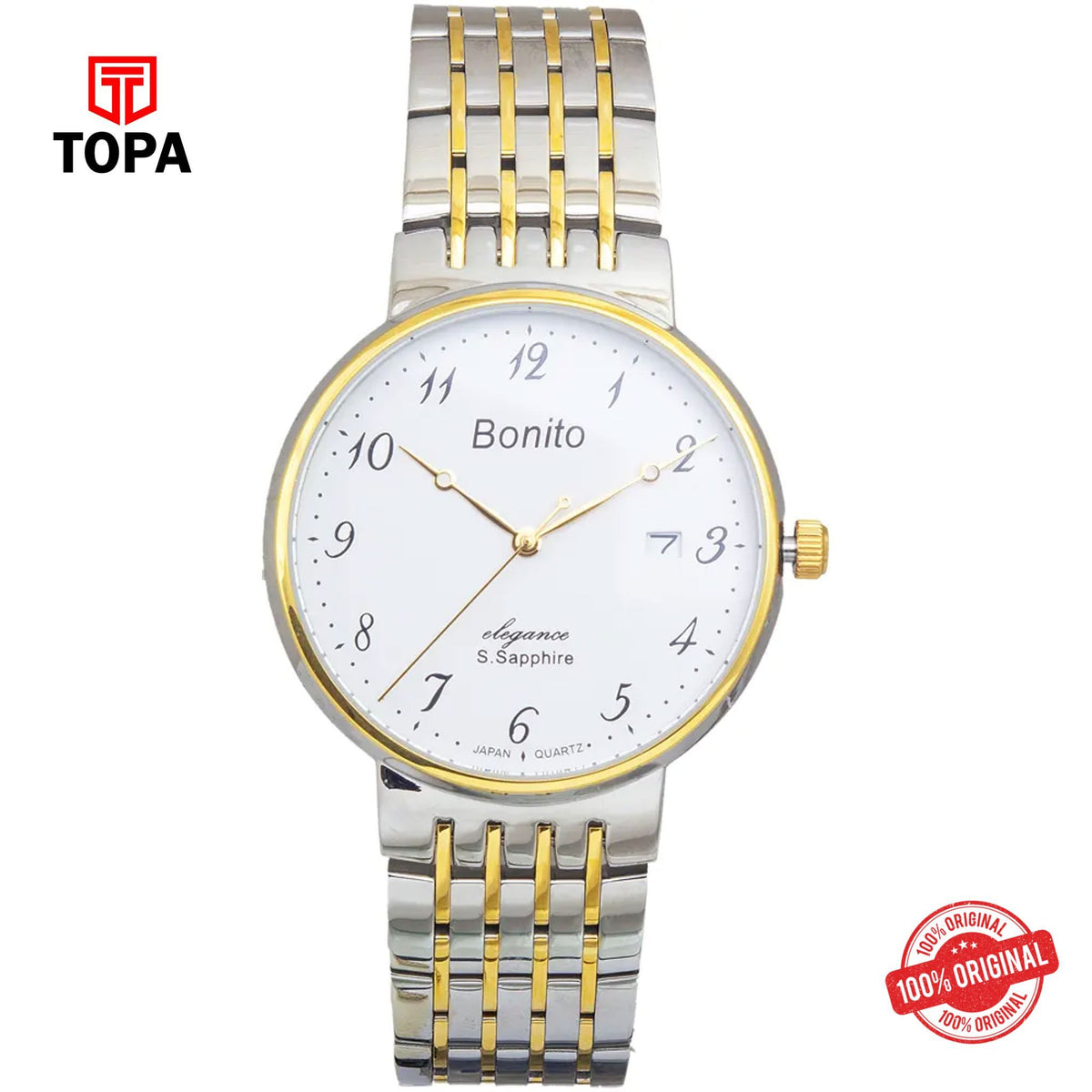 Topa Bonito-K-5038-TT-WHT-Metal-Band-Men-Watch - Product Image 1