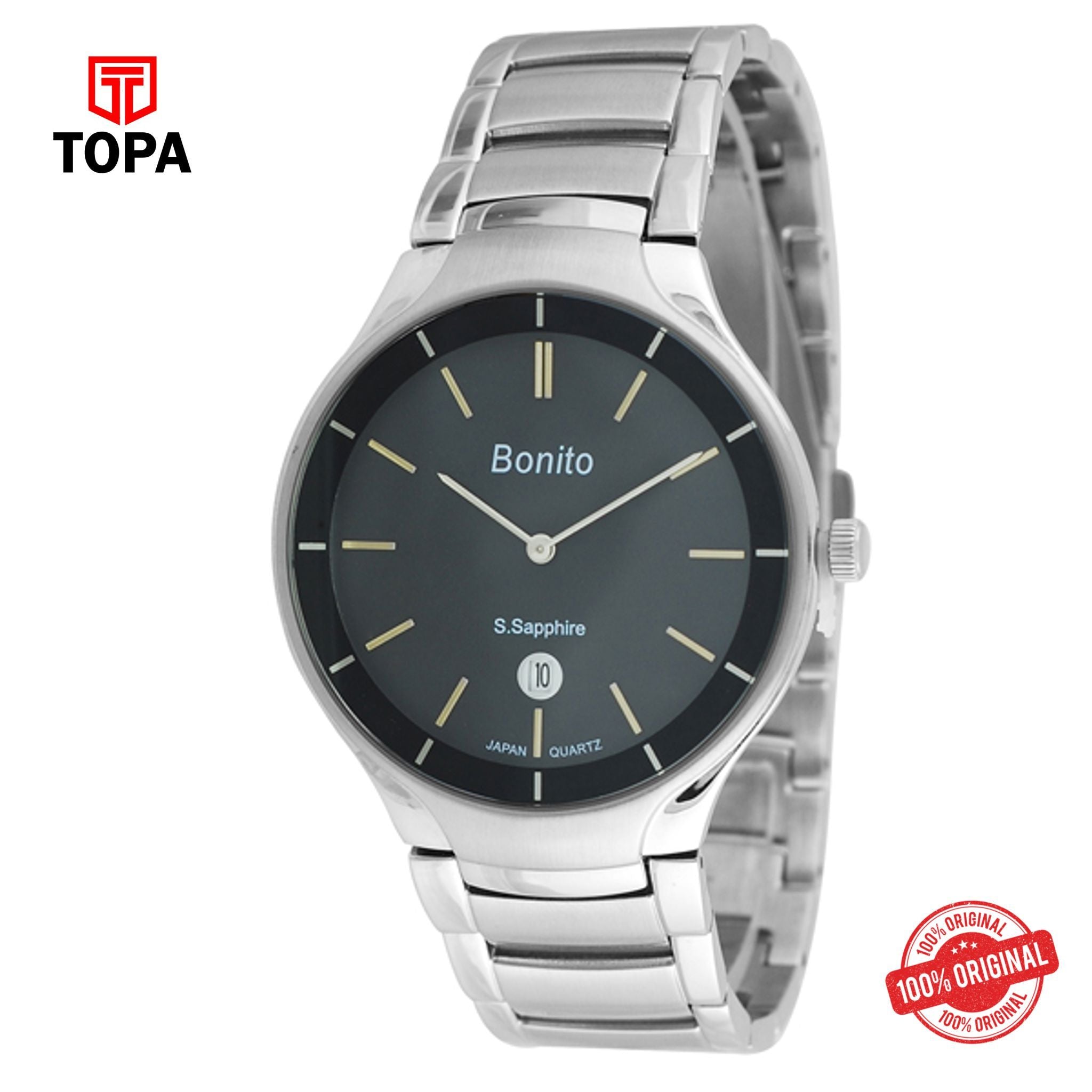 Topa Bonito-K-5061-CH-BLK-Metal-Band-Mens-Watch - Product Image 1