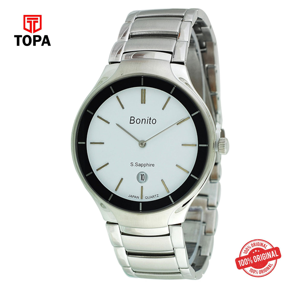 Topa Bonito-K-5061-CH-WHT-Metal-Band-Mens-Watch - Product Image 1