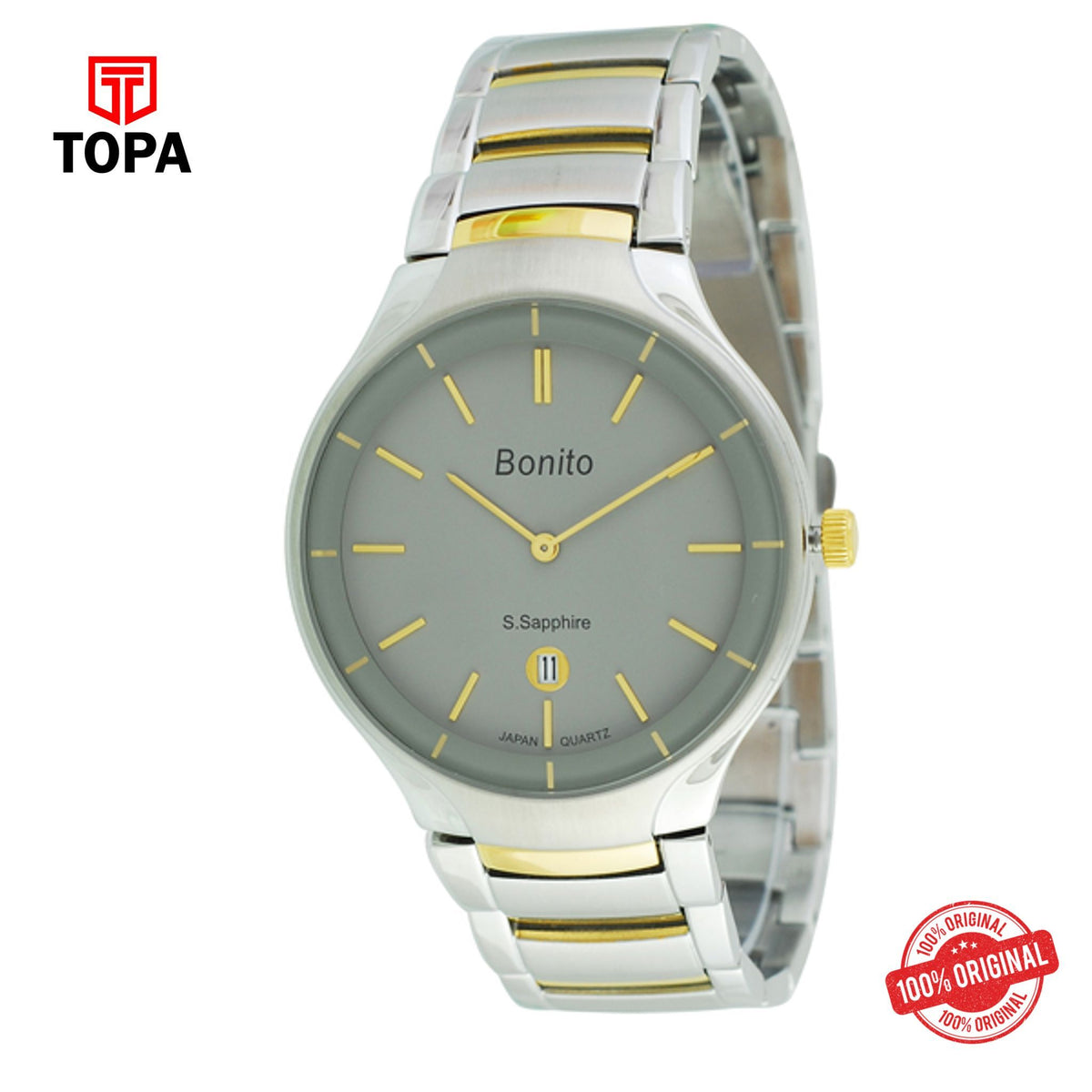 Topa Bonito-K-5061-TT-G-GRY-Metal-Band-Mens-Watch - Product Image 1