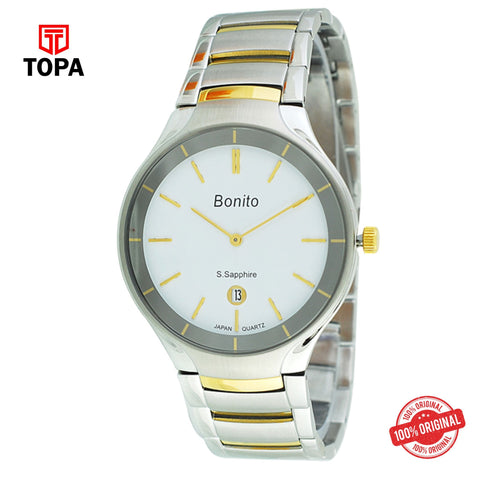 Topa Bonito-K-5061-TT-G-Wht-Metal-Band-Mens-Watch - Product Image 1