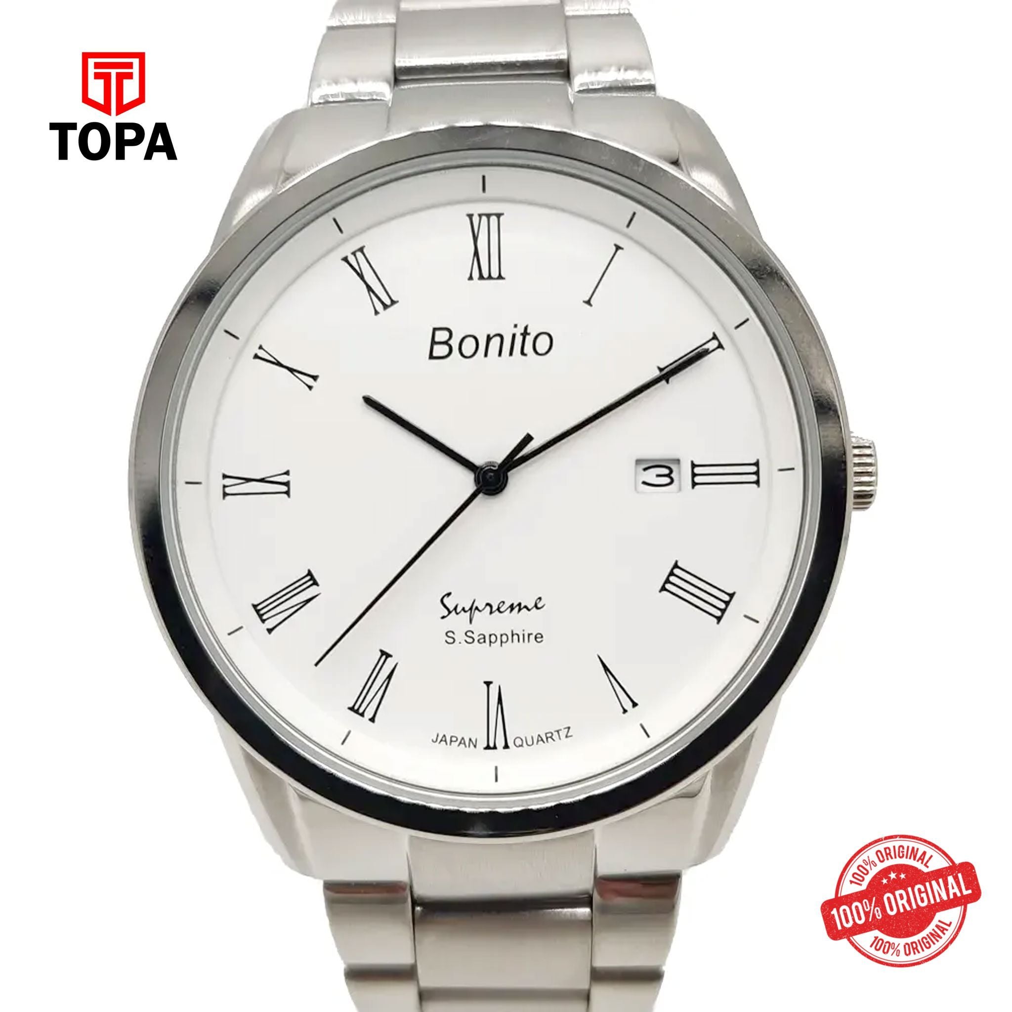 Topa Bonito-K-5121-CH-WHT-Metal-Band-Men-Watch - Product Image 1
