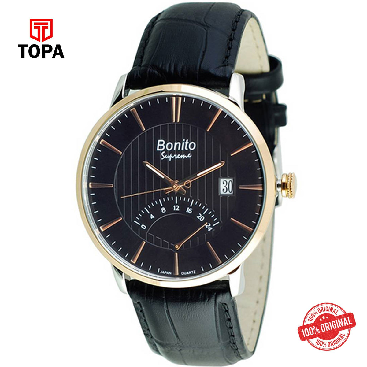 Topa Bonito-K-5123-TT-R-BLK-Stainless-Steel-Wrist-Multi-Dial-Watc - Product Image 1