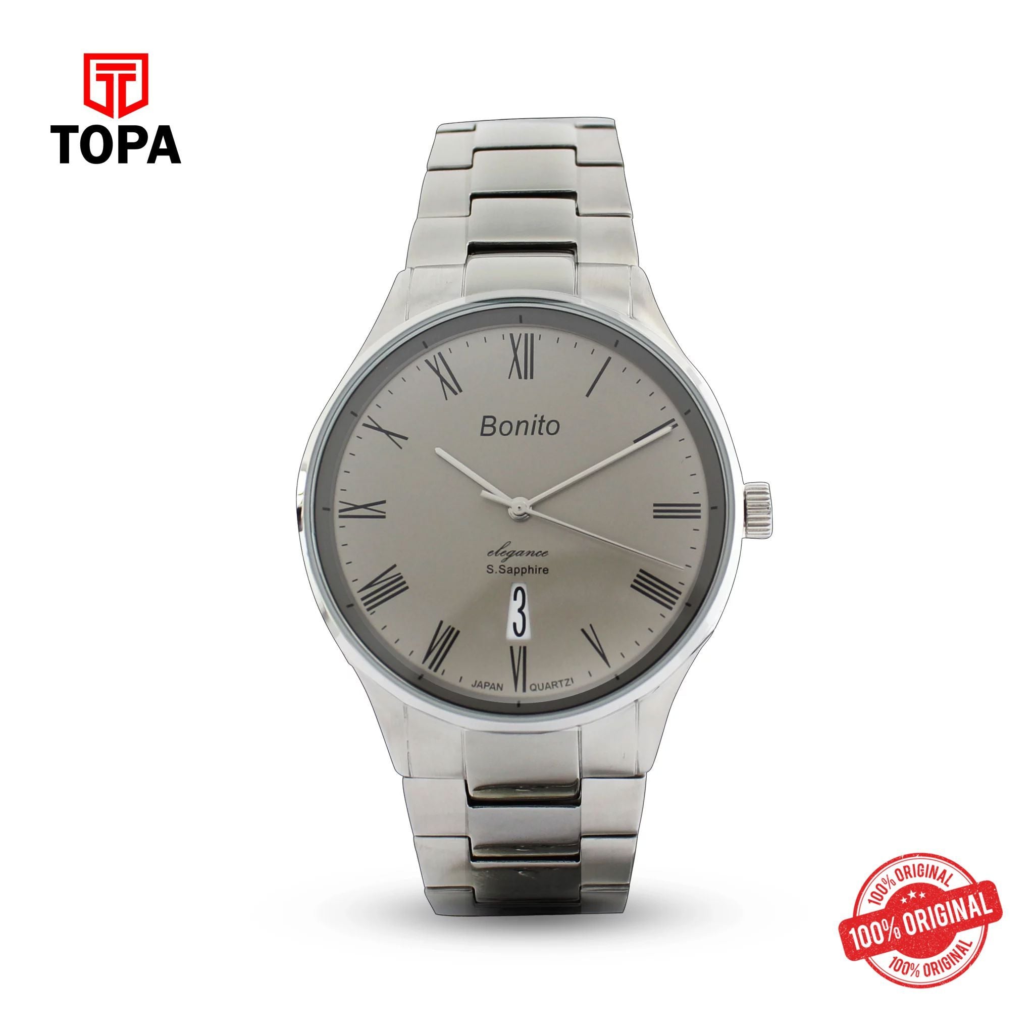 Topa Bonito-K-5126-CH-GRY-Metal-band-Men-watch - Product Image 1