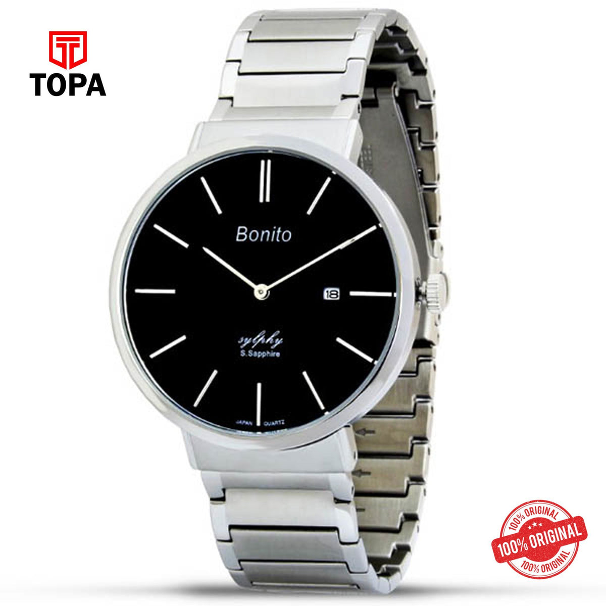 Topa Bonito-K-5128-BK-Metal-Band-Mens-Watch - Product Image 1