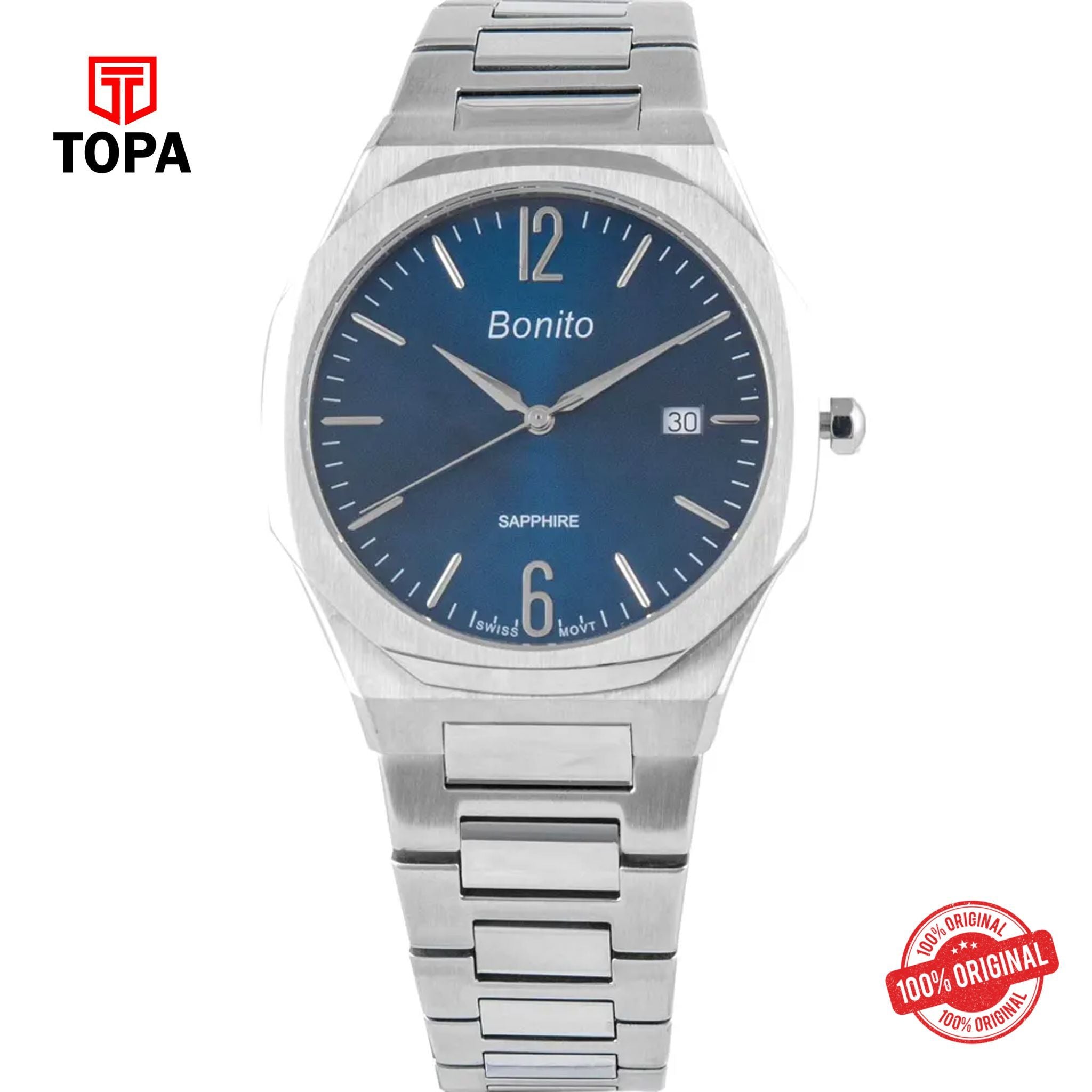 Topa Bonito-K-5129-CH-BLU-Metal-Band-Men-Watch - Product Image 1