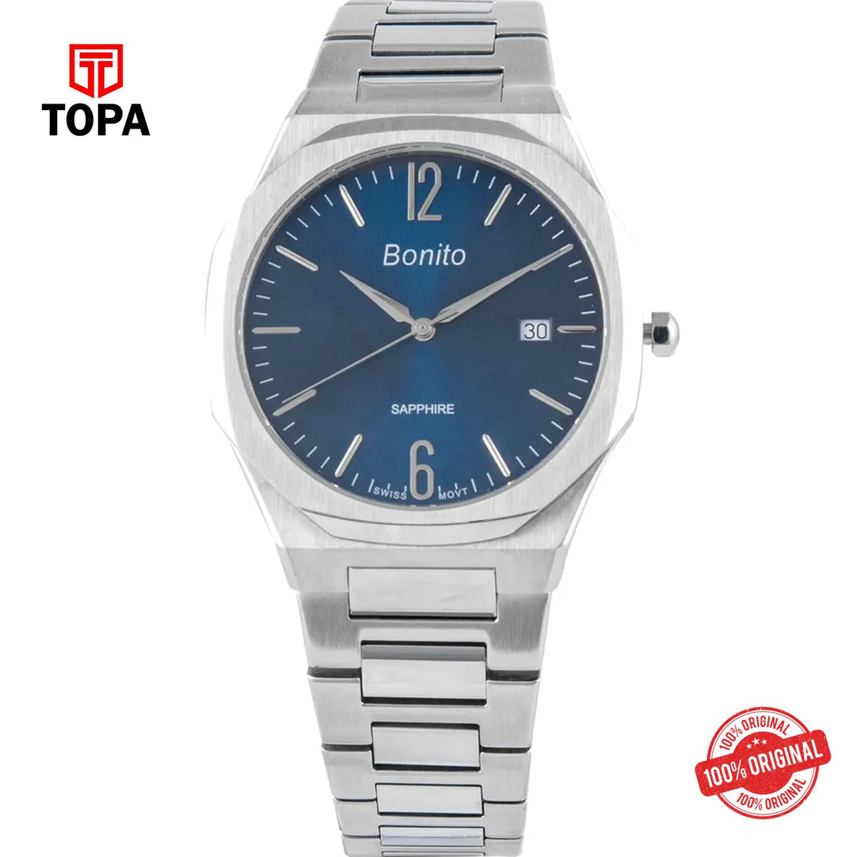 Topa Bonito-K-5129-CH-BLU-Metal-Band-Men-Watch - Product Image 1