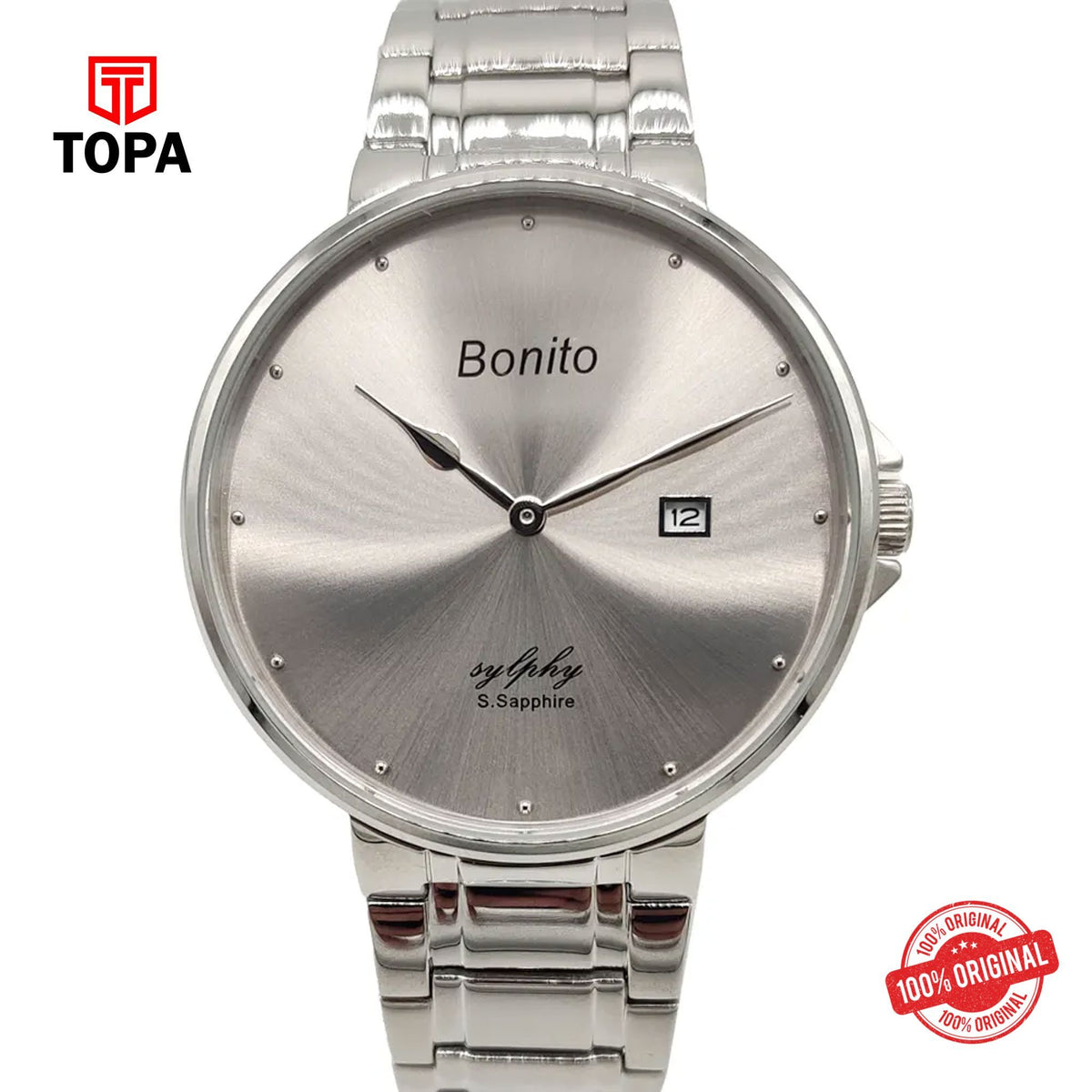 Topa Bonito-K-5129-CH-GRY-Metal-Band-Men-Watch - Product Image 1